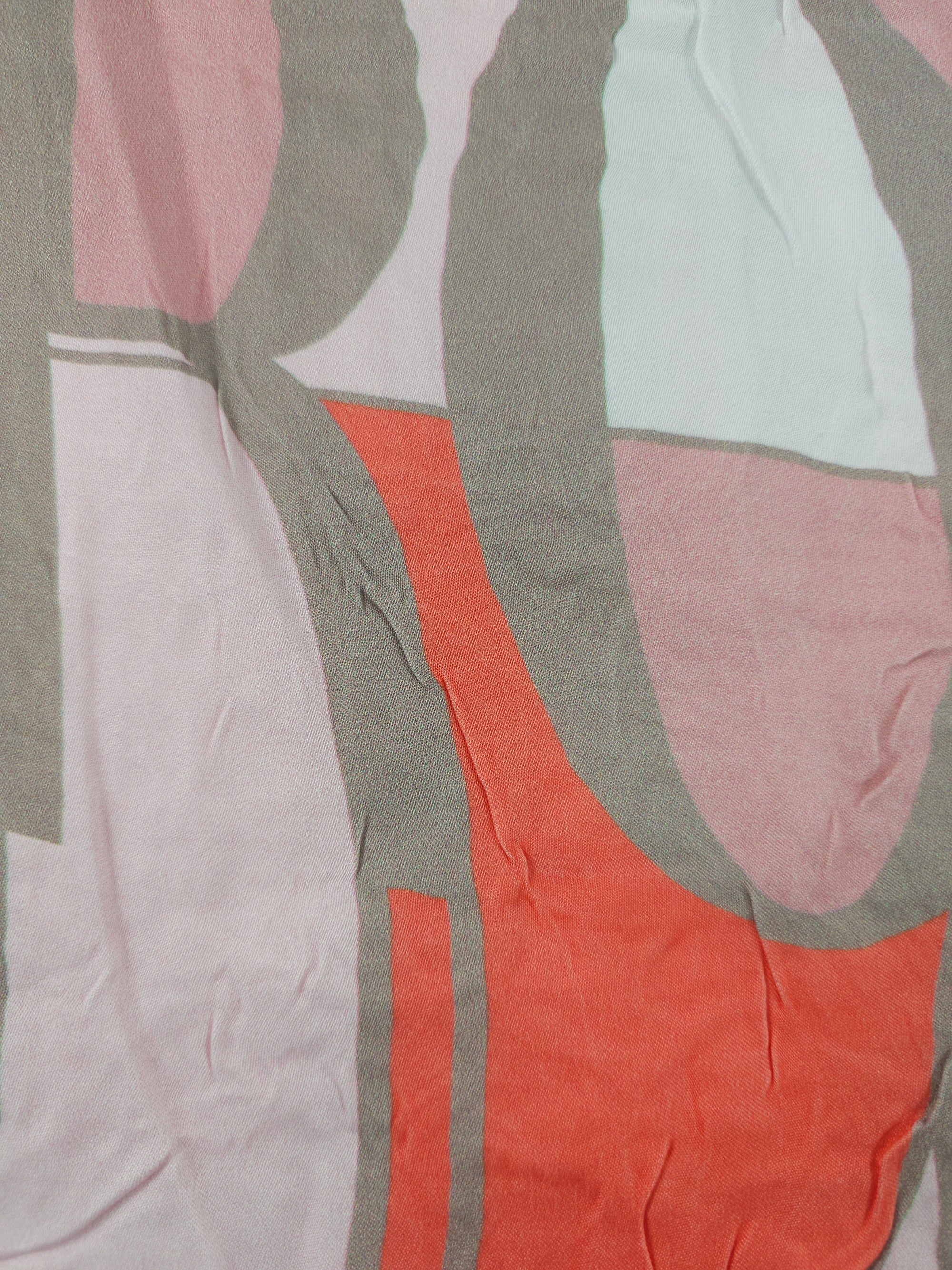 Vermillion peach abstract Viscose sateen- 5m piece