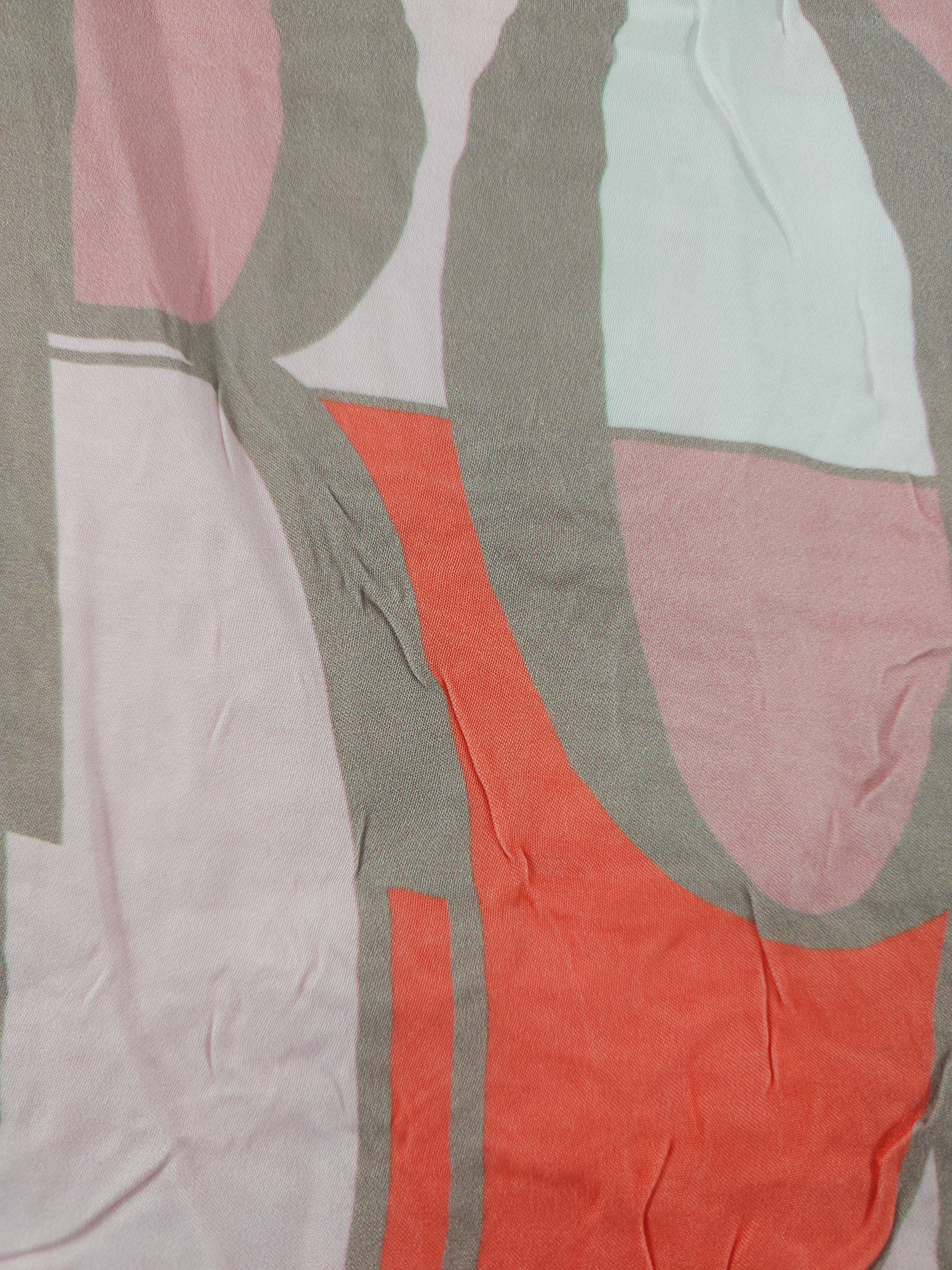 Vermillion peach abstract Viscose sateen- 5m piece