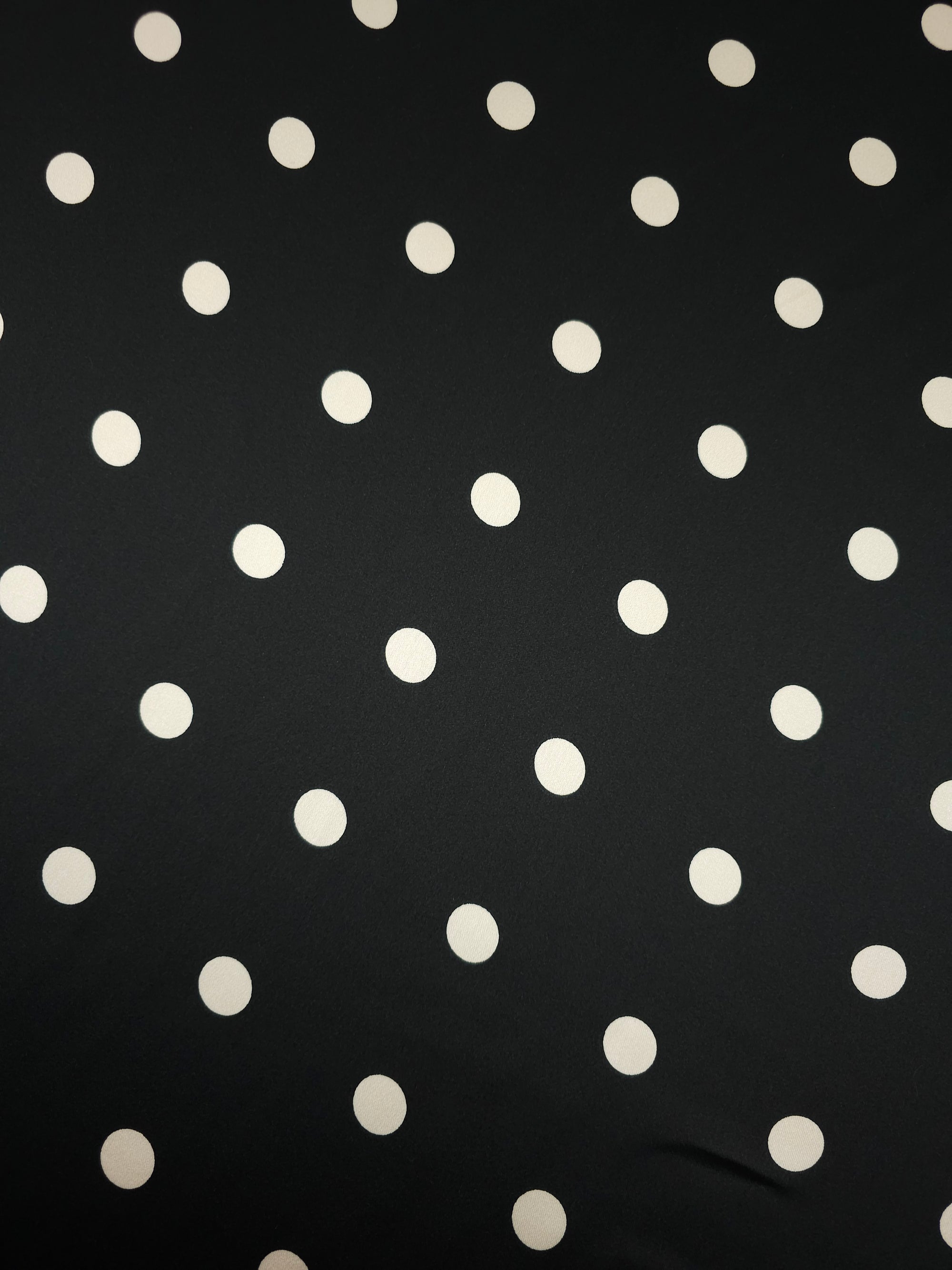 Black/Cream Polka Dot Viscose Satin