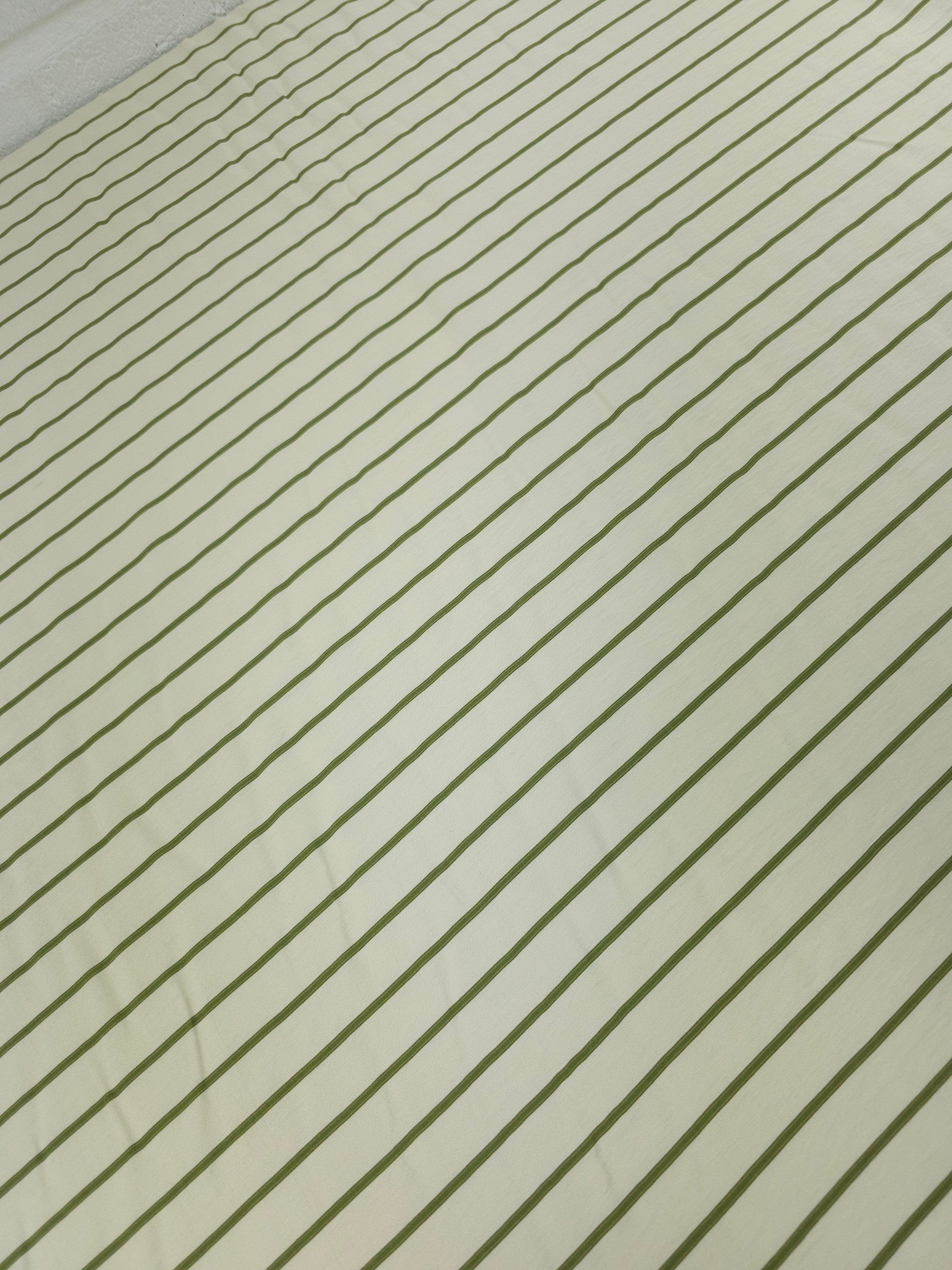 Sage/Ivory Stripe Cotton Viscose