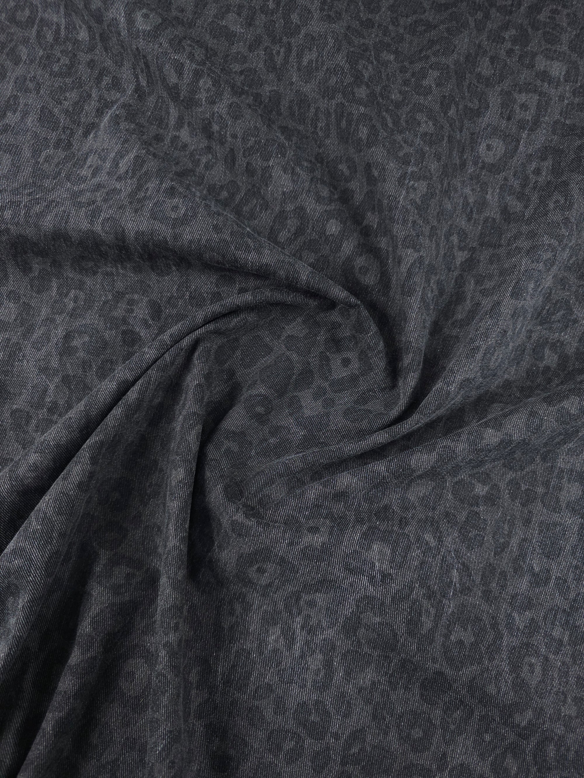 Taupe Washed Leopard Dressmaking Denim