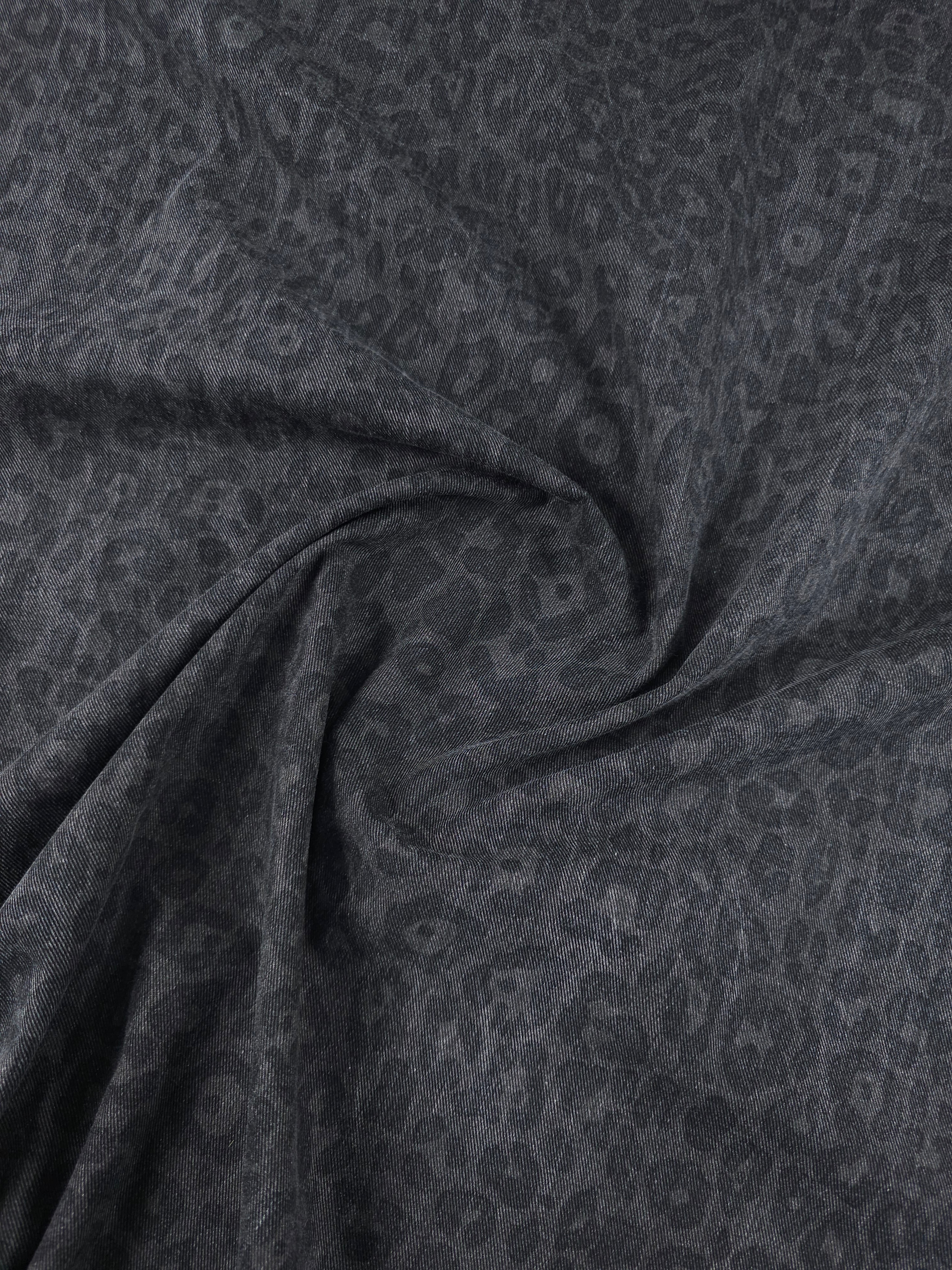 Taupe Washed Leopard Dressmaking Denim