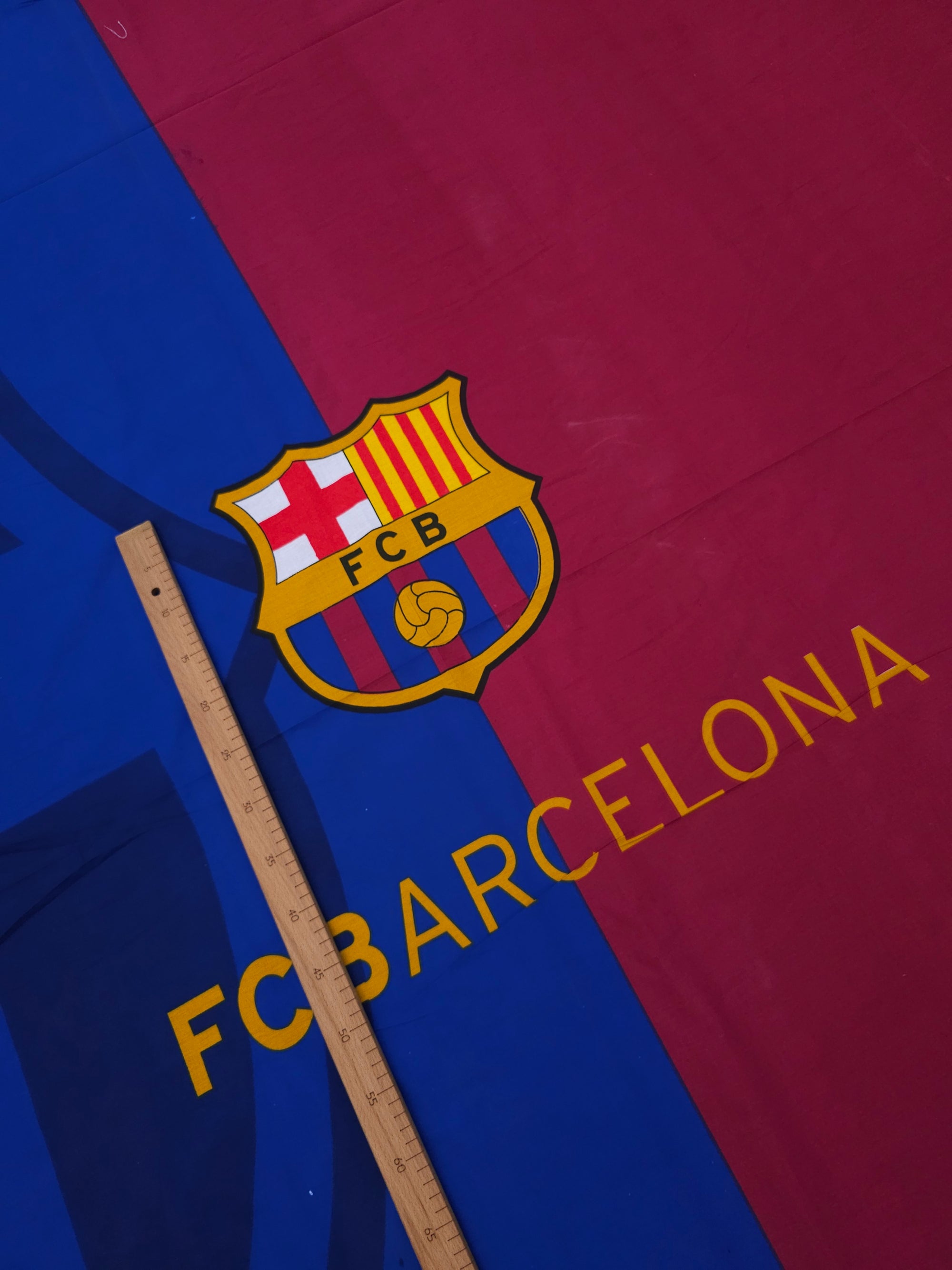FC Barcelona Emblem 100% Cotton Football Fabric - 1.90m Panel *EXTRA WIDE*