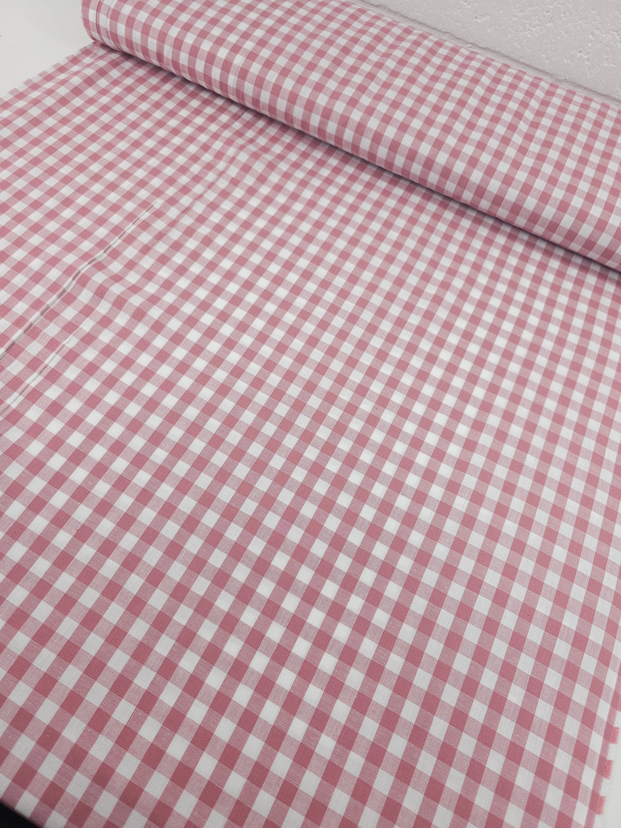 Rosewood Pink Gingham 100% Cotton 55"