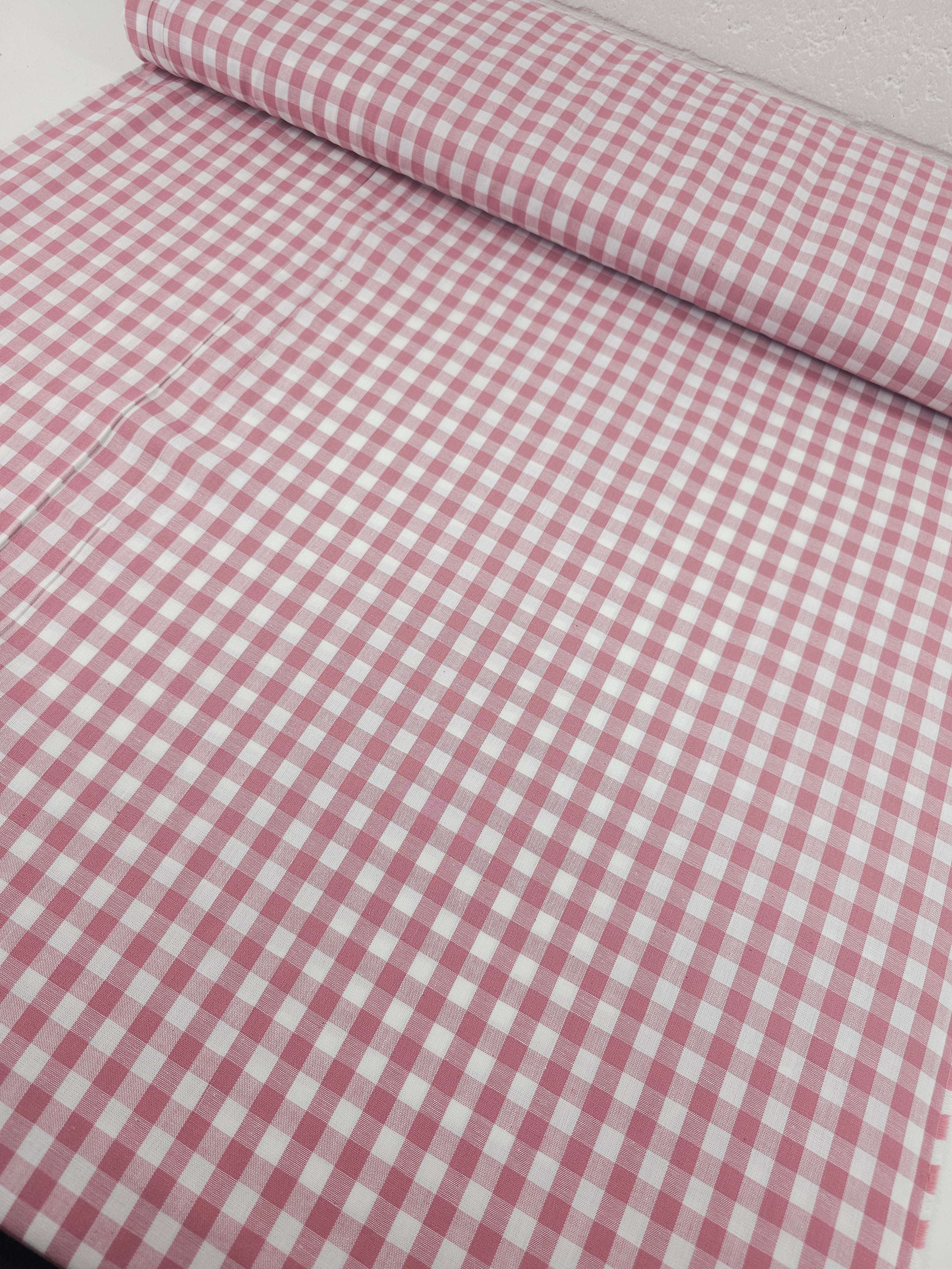 Rosewood Pink Gingham 100% Cotton 55"