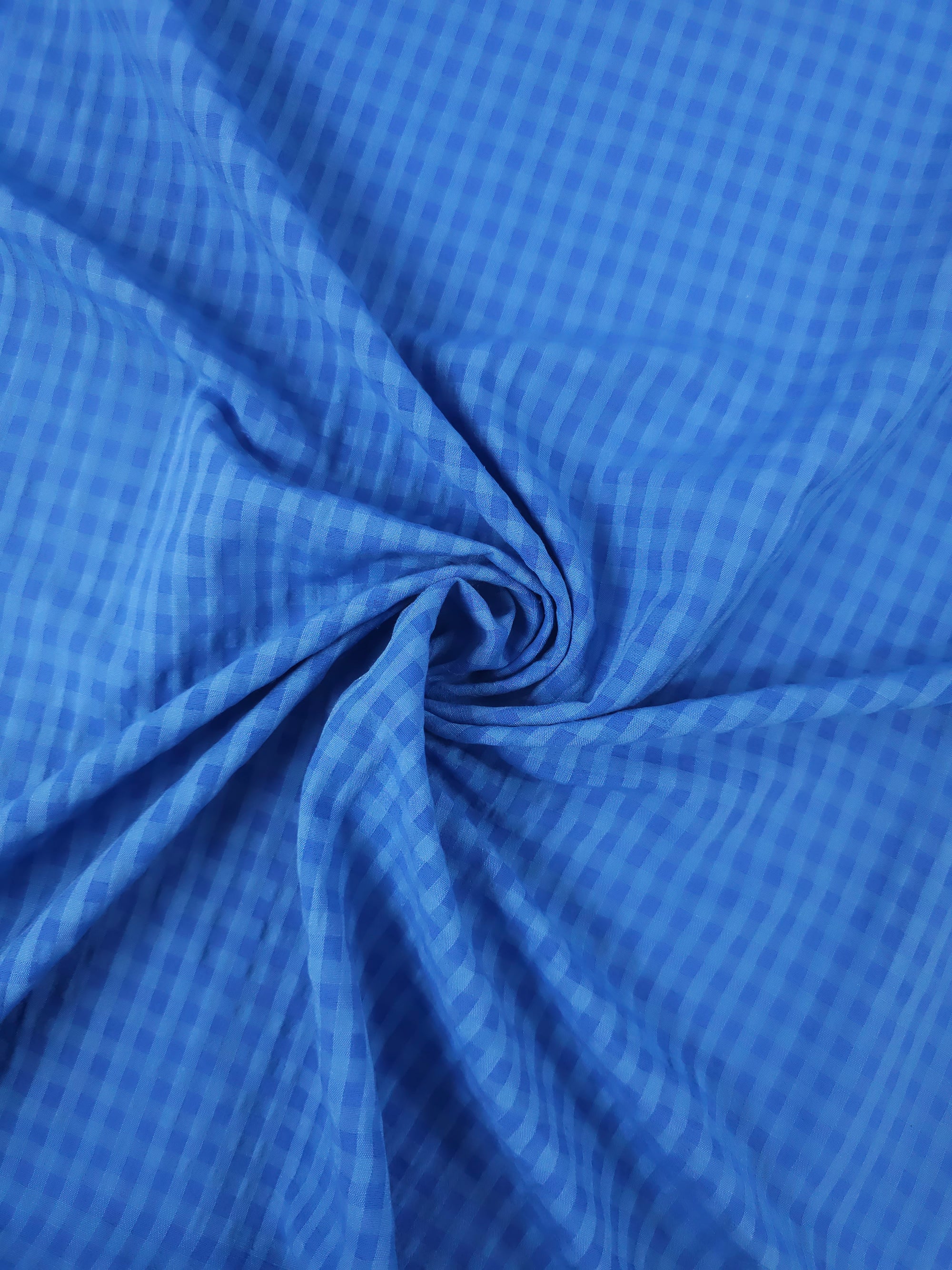 Cobalt Blue Gingham Viscose Cotton