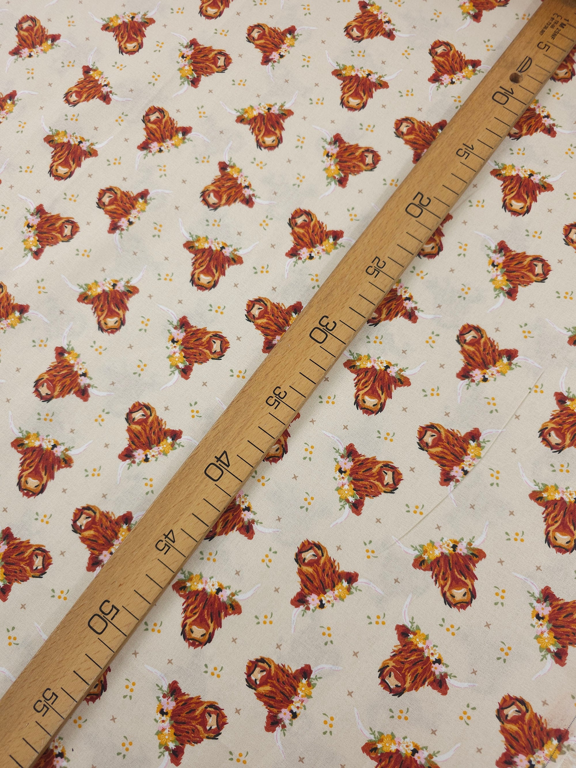 Highland Cow Floral 100% Cotton