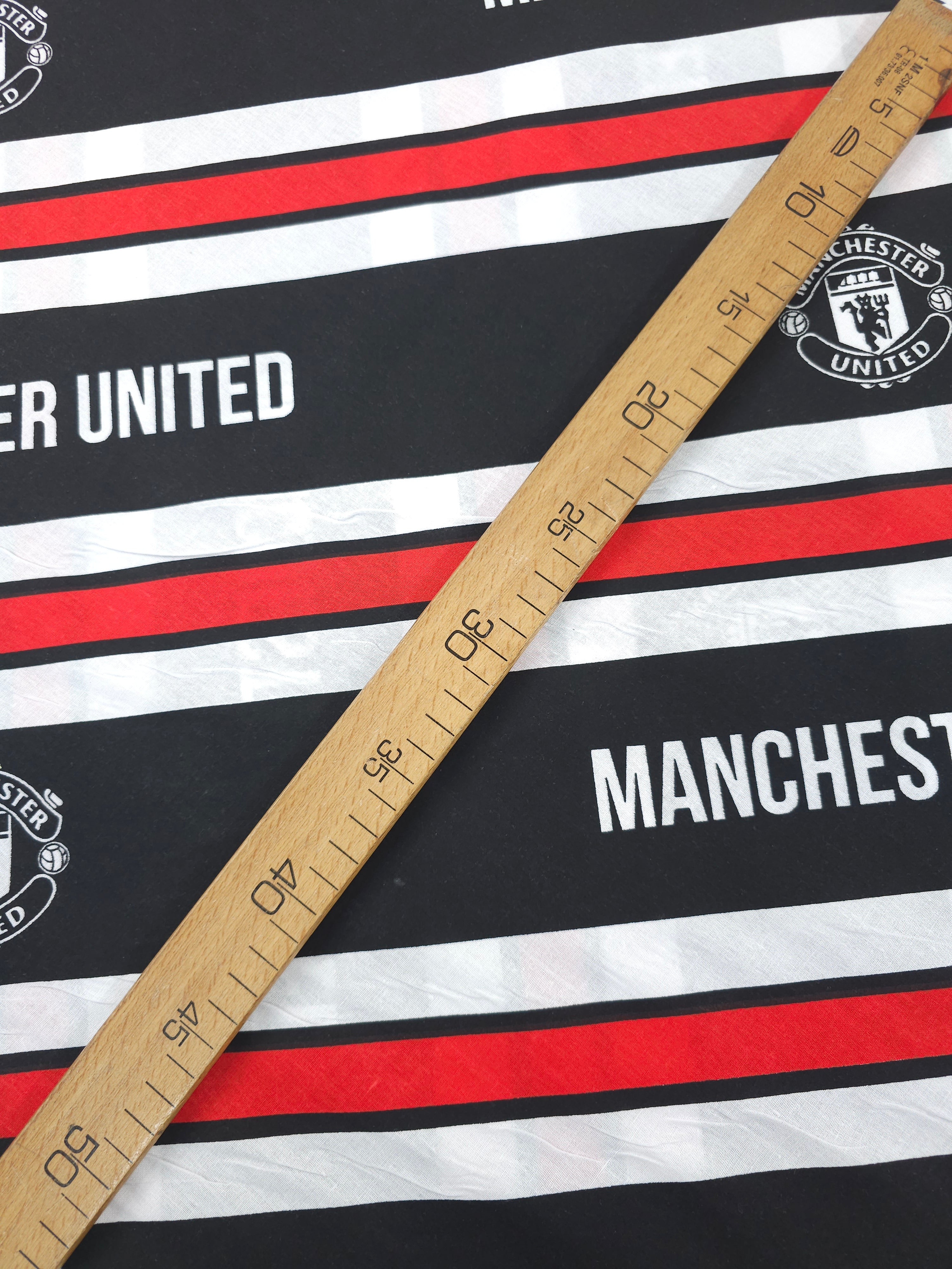 Manchester United FC Emblem Stripe 100% Cotton Football Fabric 82" *EXTRA WIDE*