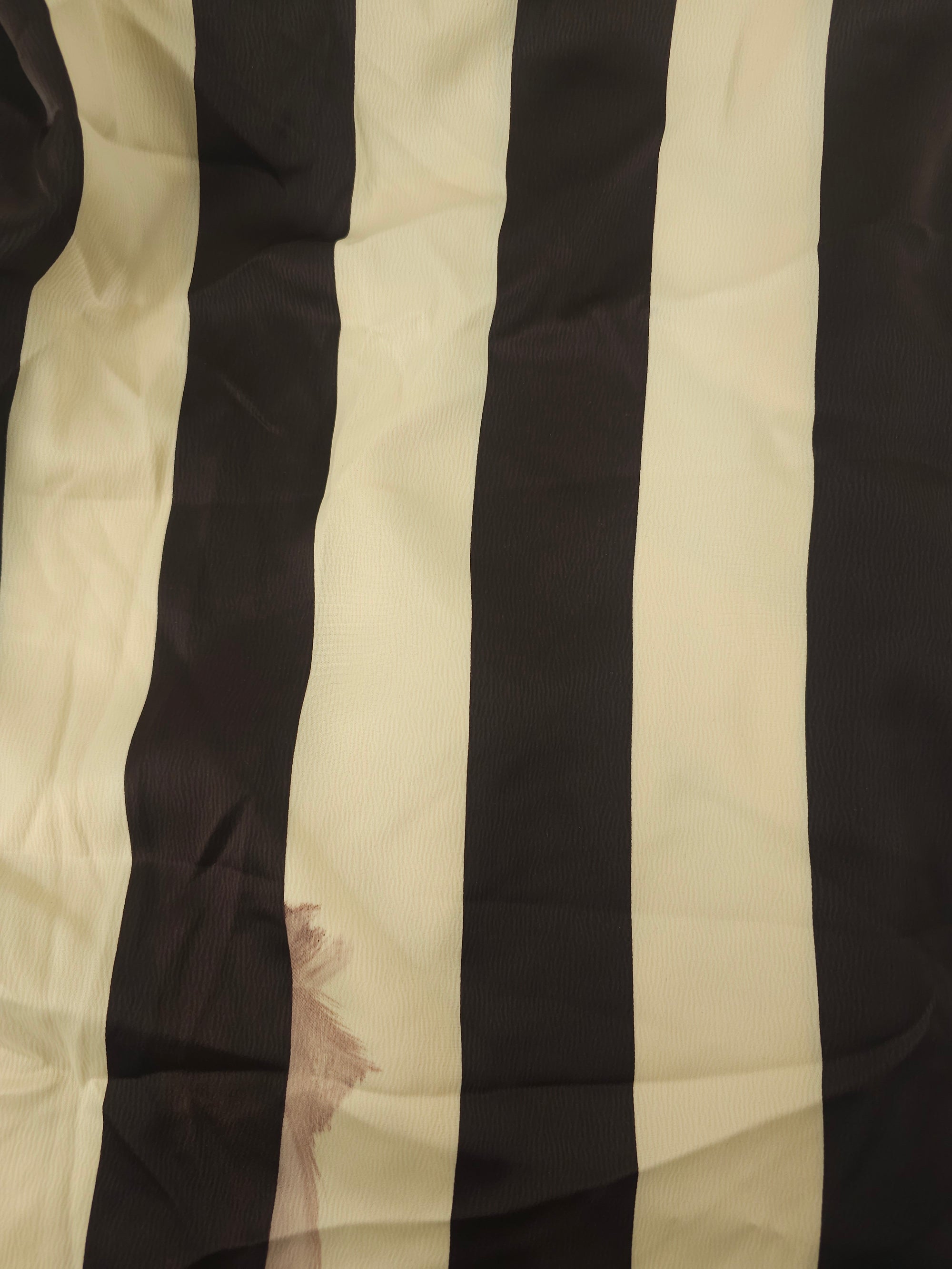 Dark cream wide stripe Viscose sateen- 3.4m piece