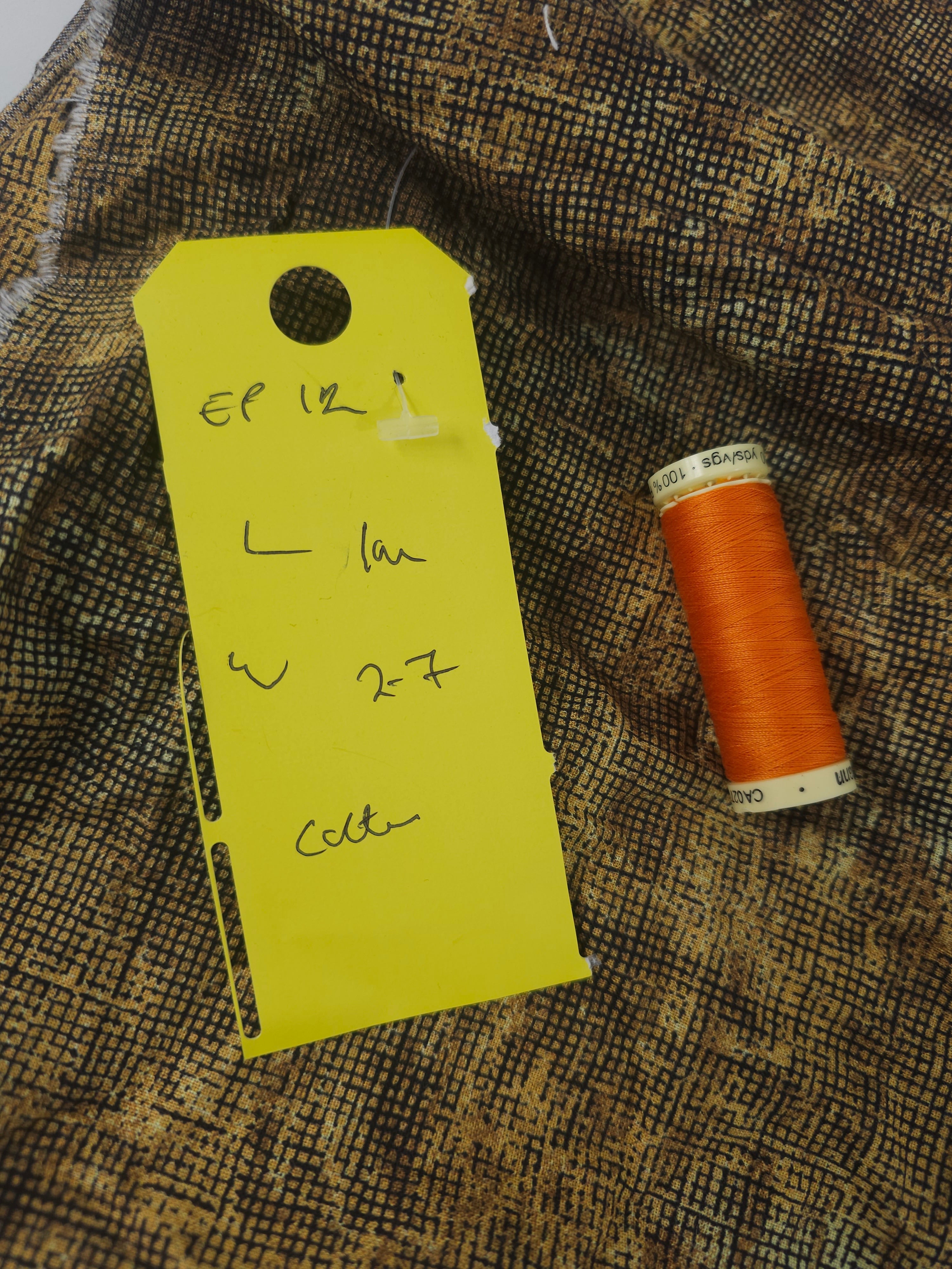 Golden brown grid Cotton- 1m piece