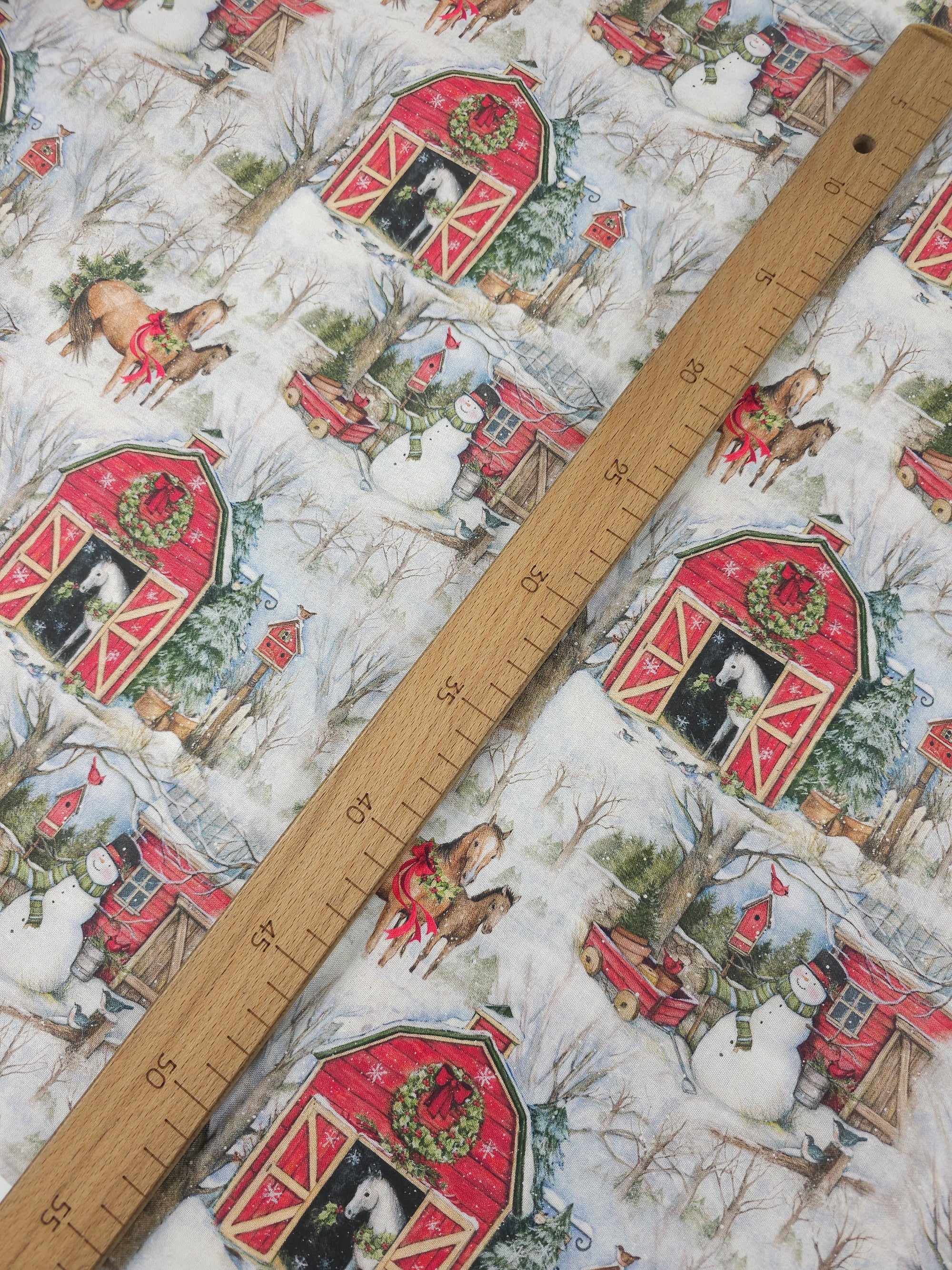 Snowy Stables 100% Cotton