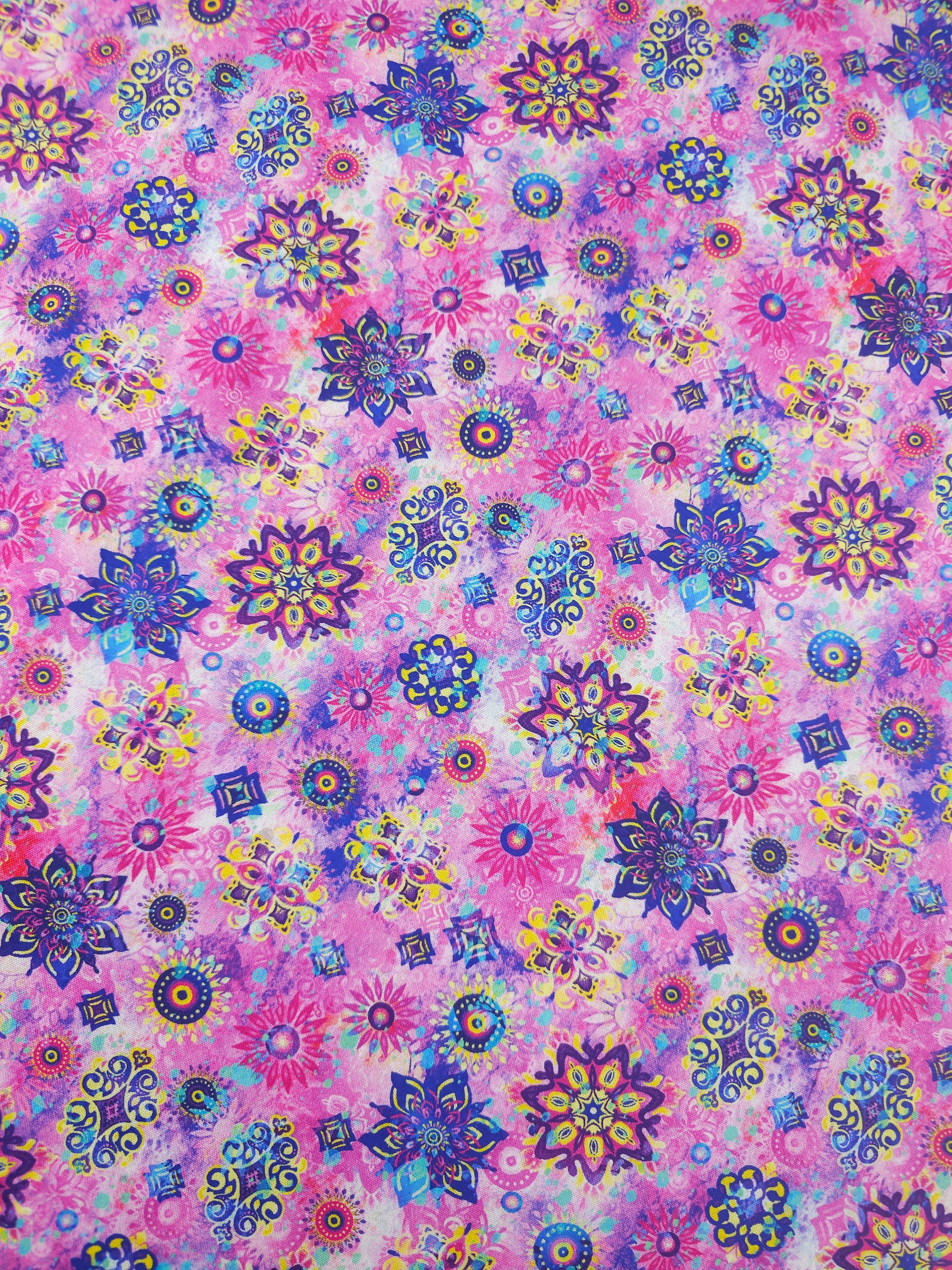 Pink/Purple Kaleidoscope Fantasia 100% Cotton