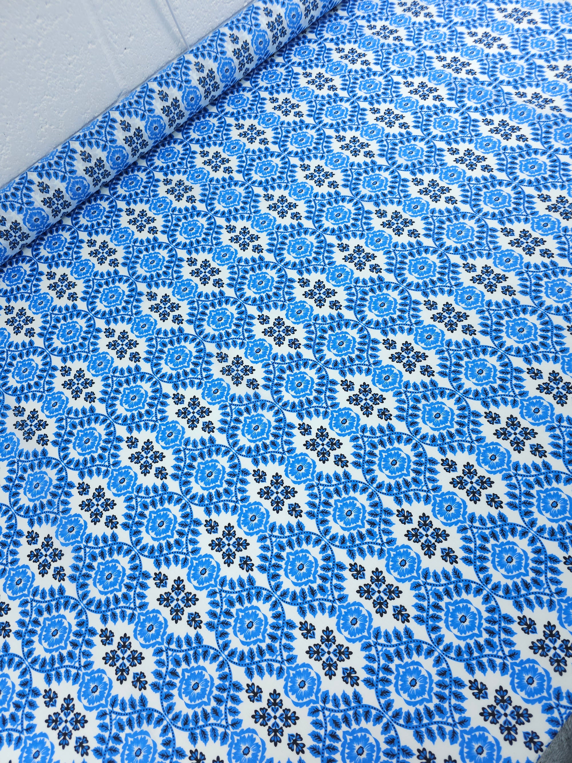 Light Blue Opal Damask Fine Cotton