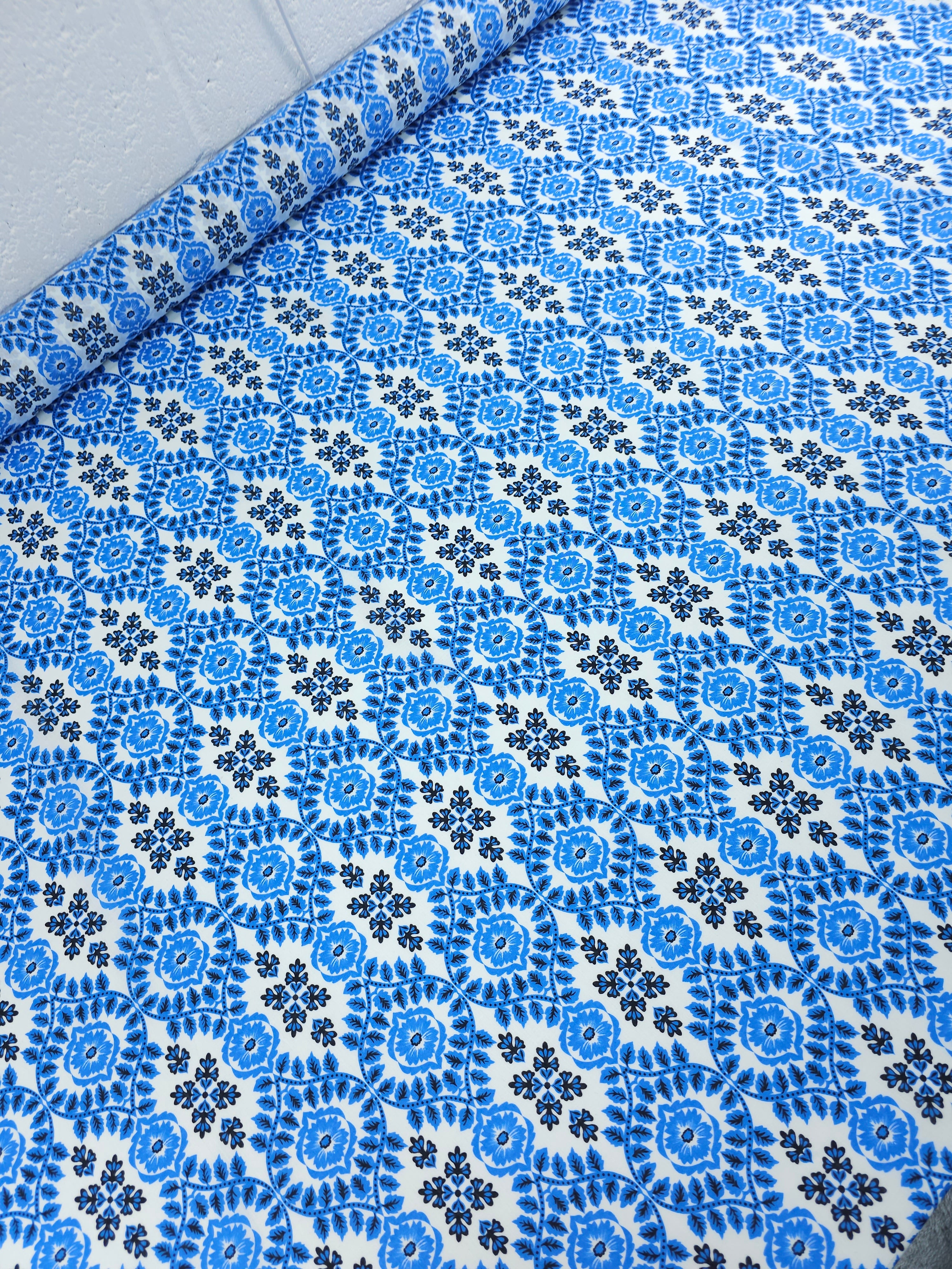 Light Blue Opal Damask Fine Cotton