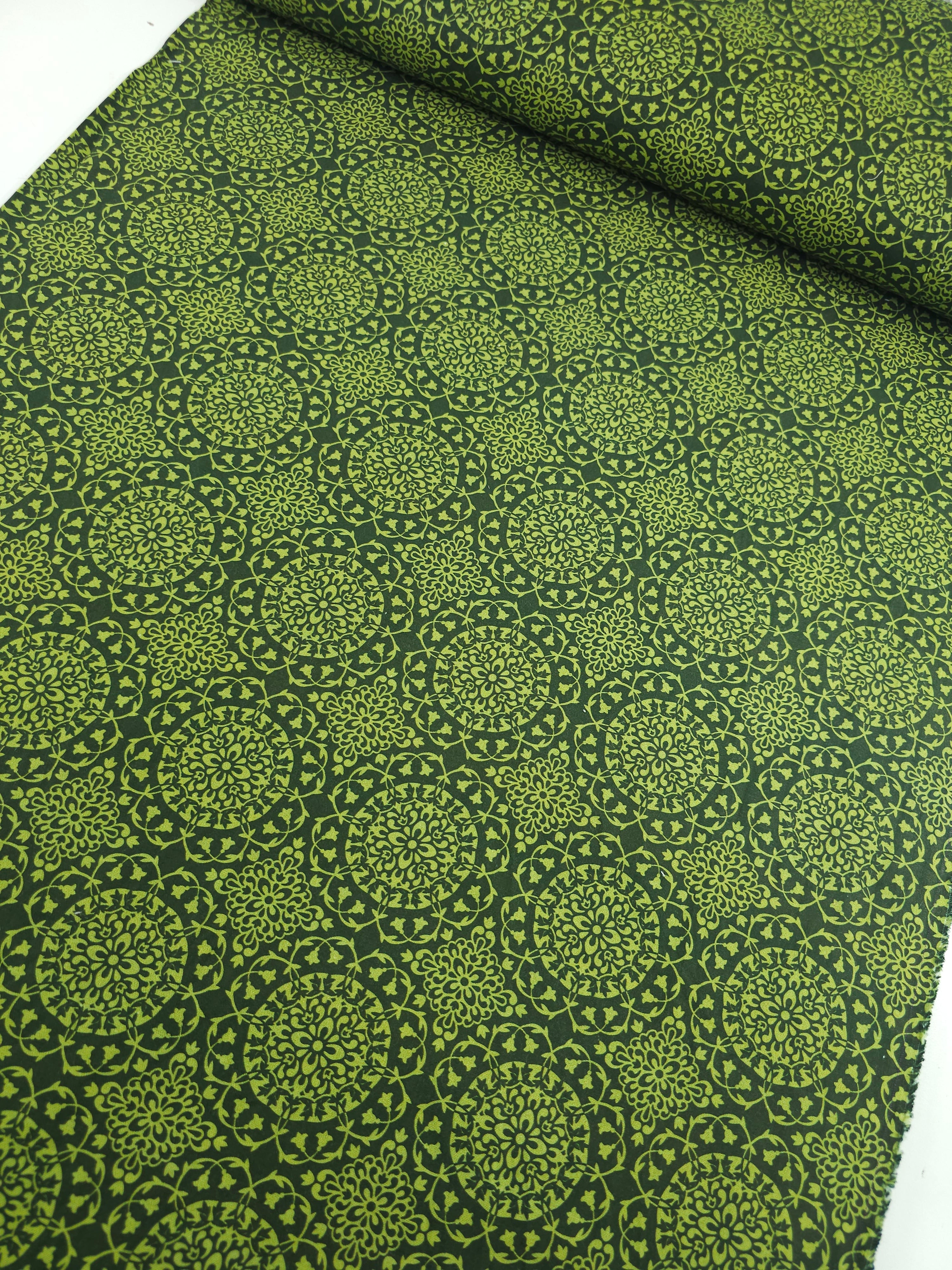 Olive/Dark Green Crochet Look Circle Spiral 100% Cotton