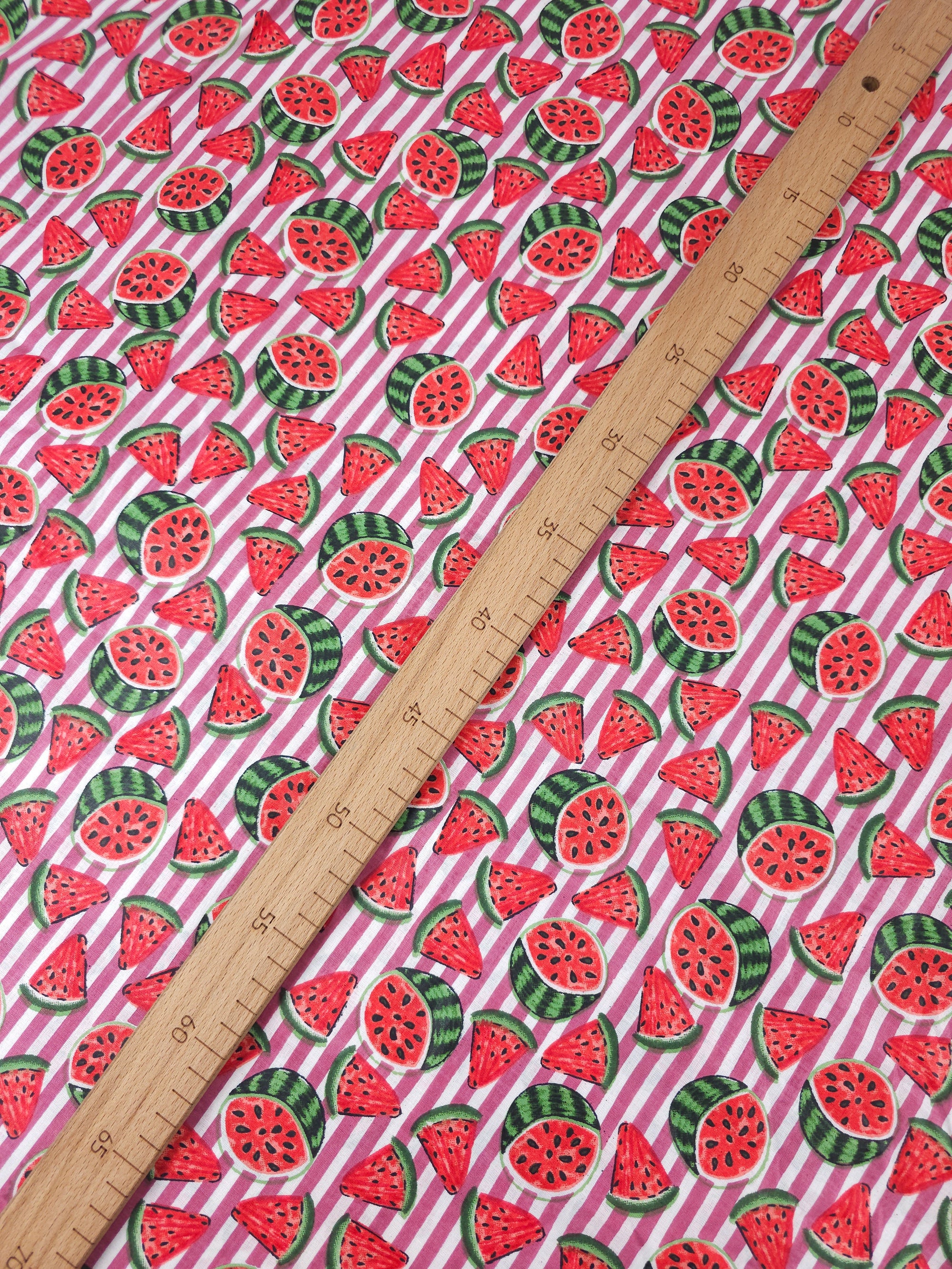 Mauve Watermelon Stripe Lightweight Cambric Cotton