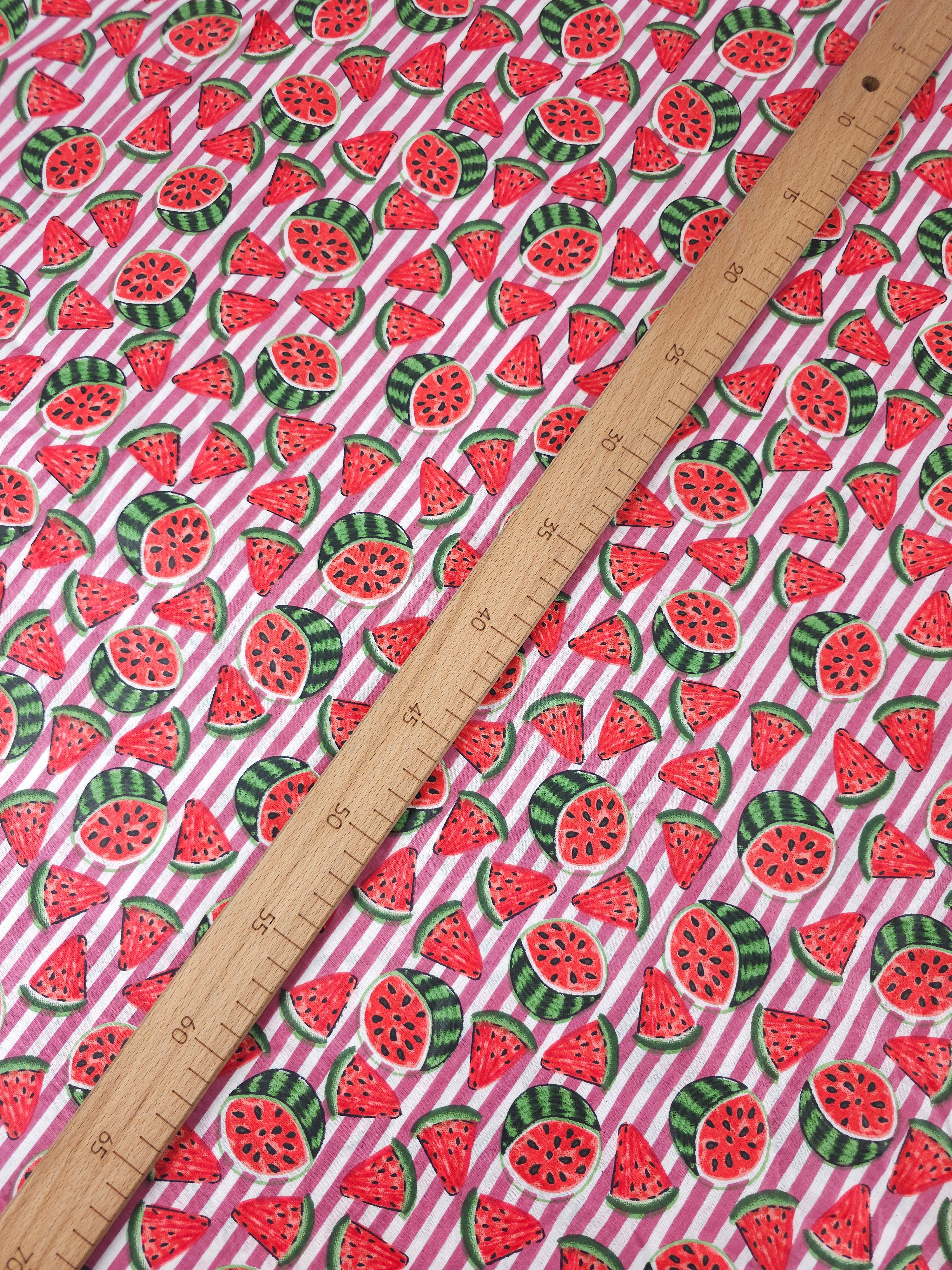 Mauve Watermelon Stripe Lightweight Cambric Cotton