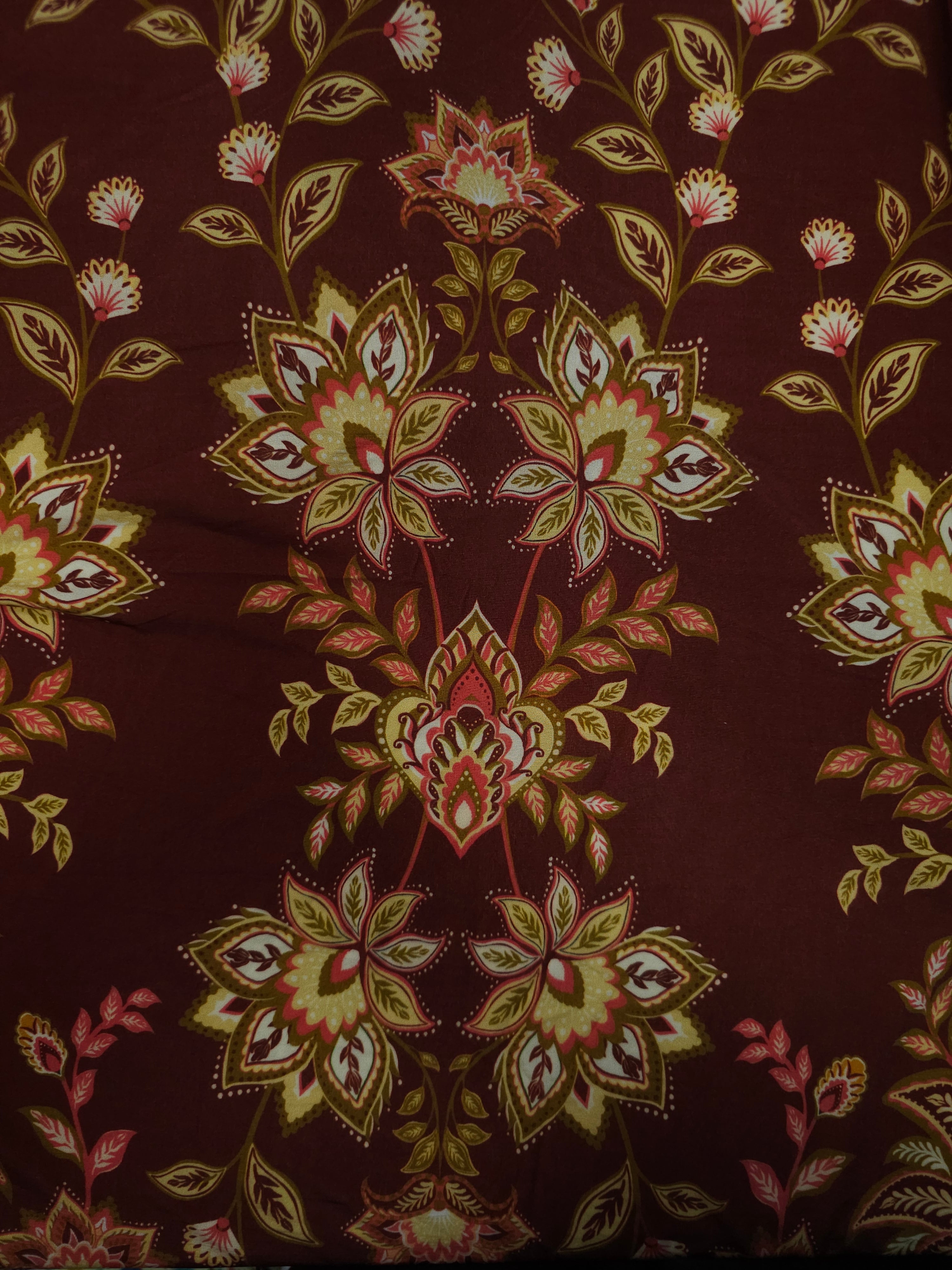 Maroon Floral Jersey - 2m Piece