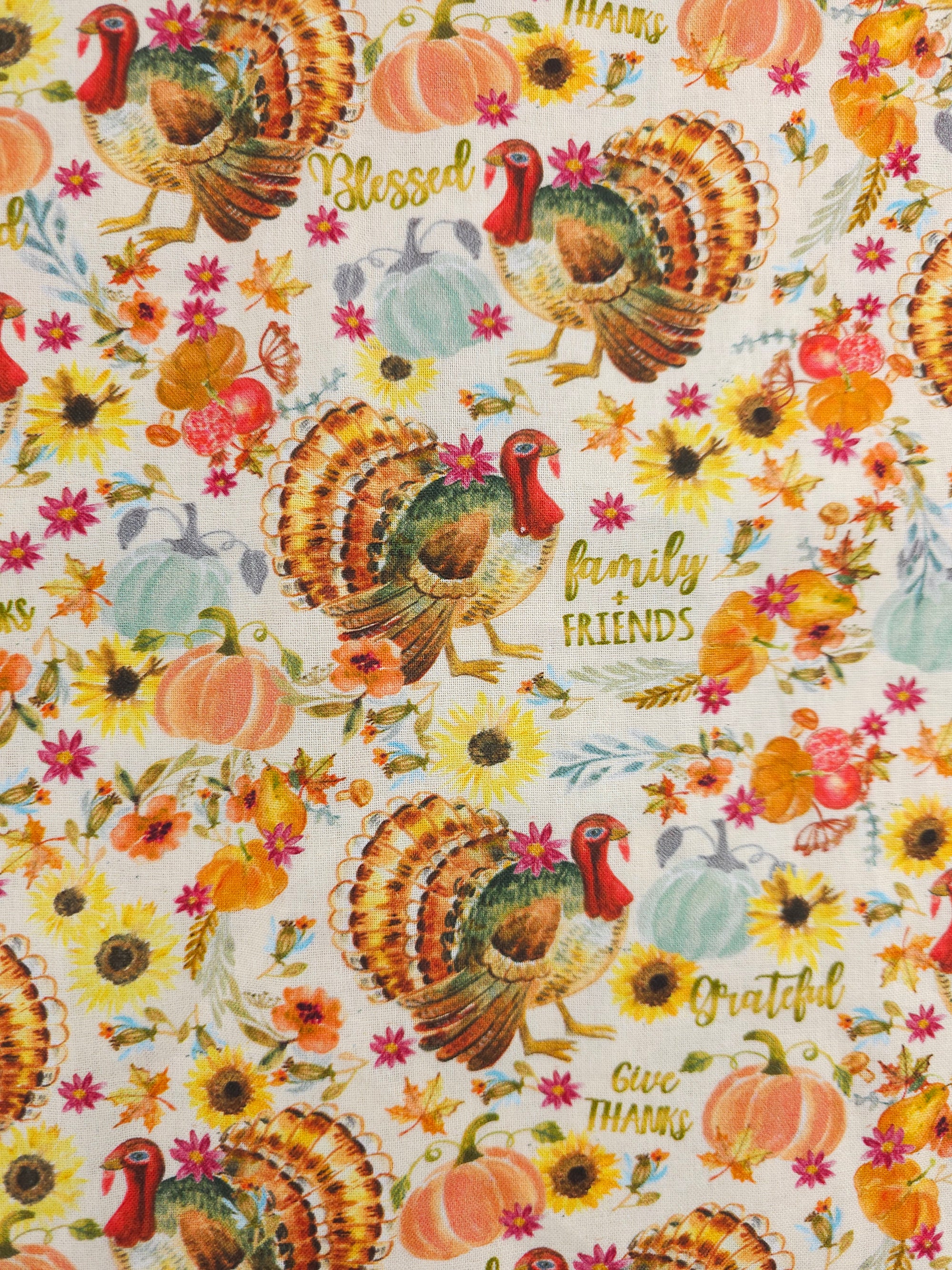 Thanksgiving Turkey Harvest Cotton - 2.2m Piece