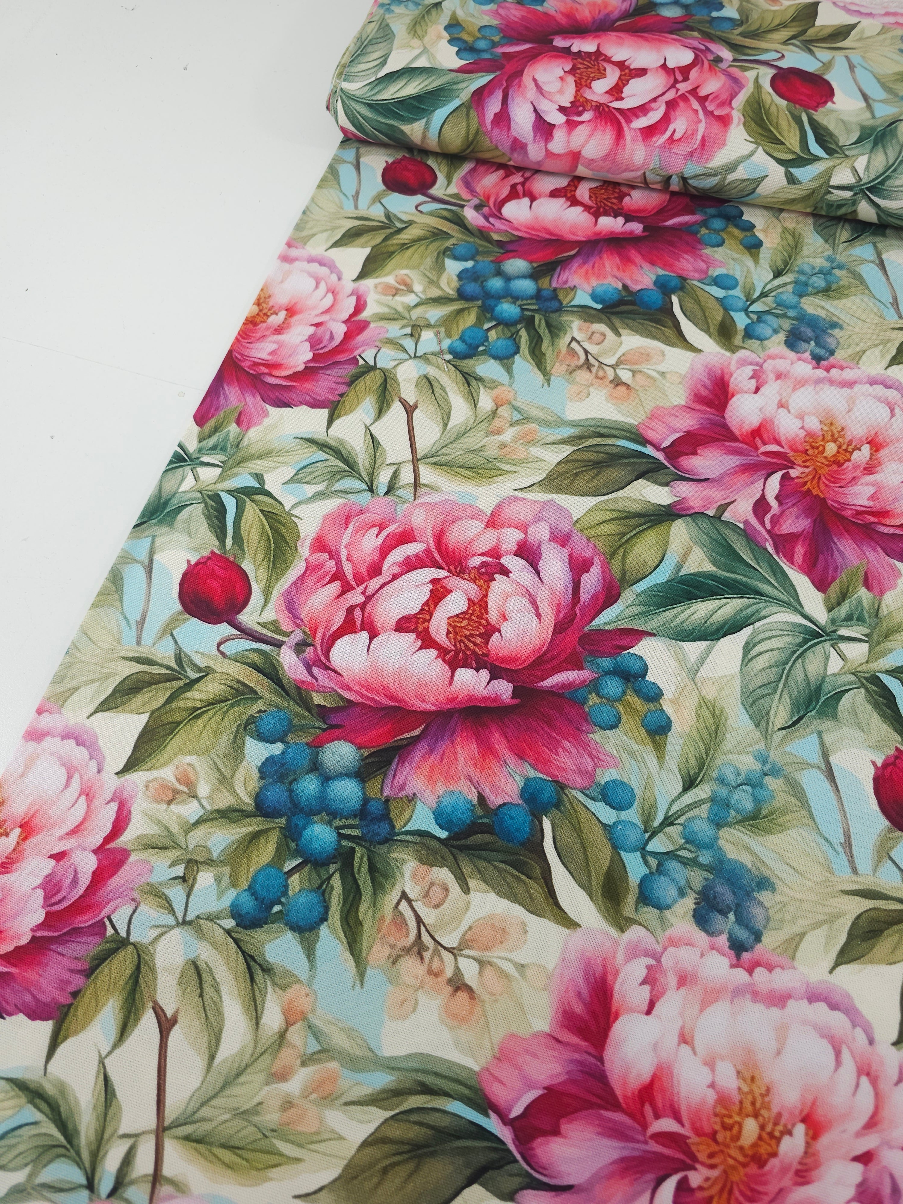 Botanical Peonies Canvas Cotton