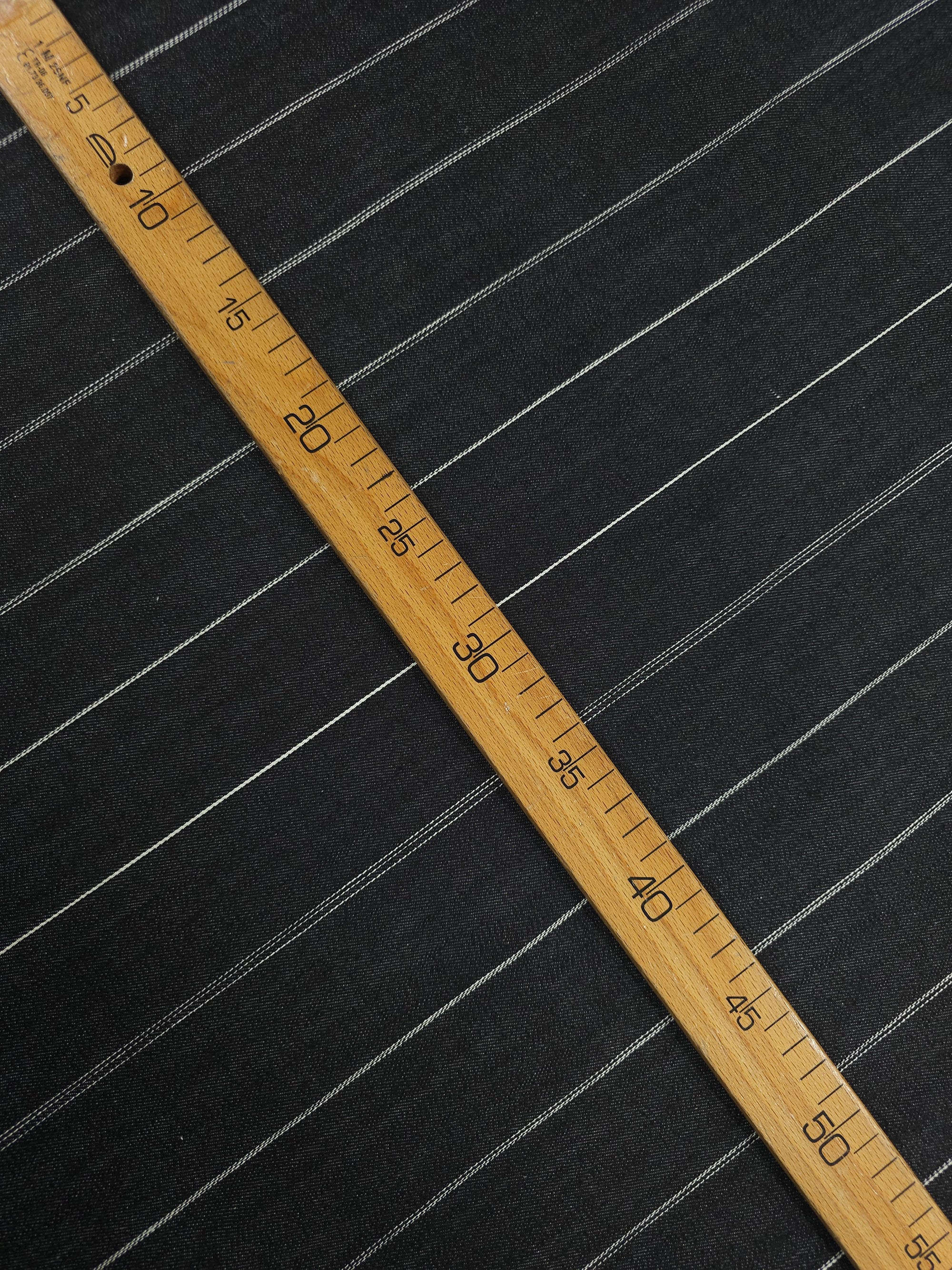 Charcoal Black Block Stripe Denim