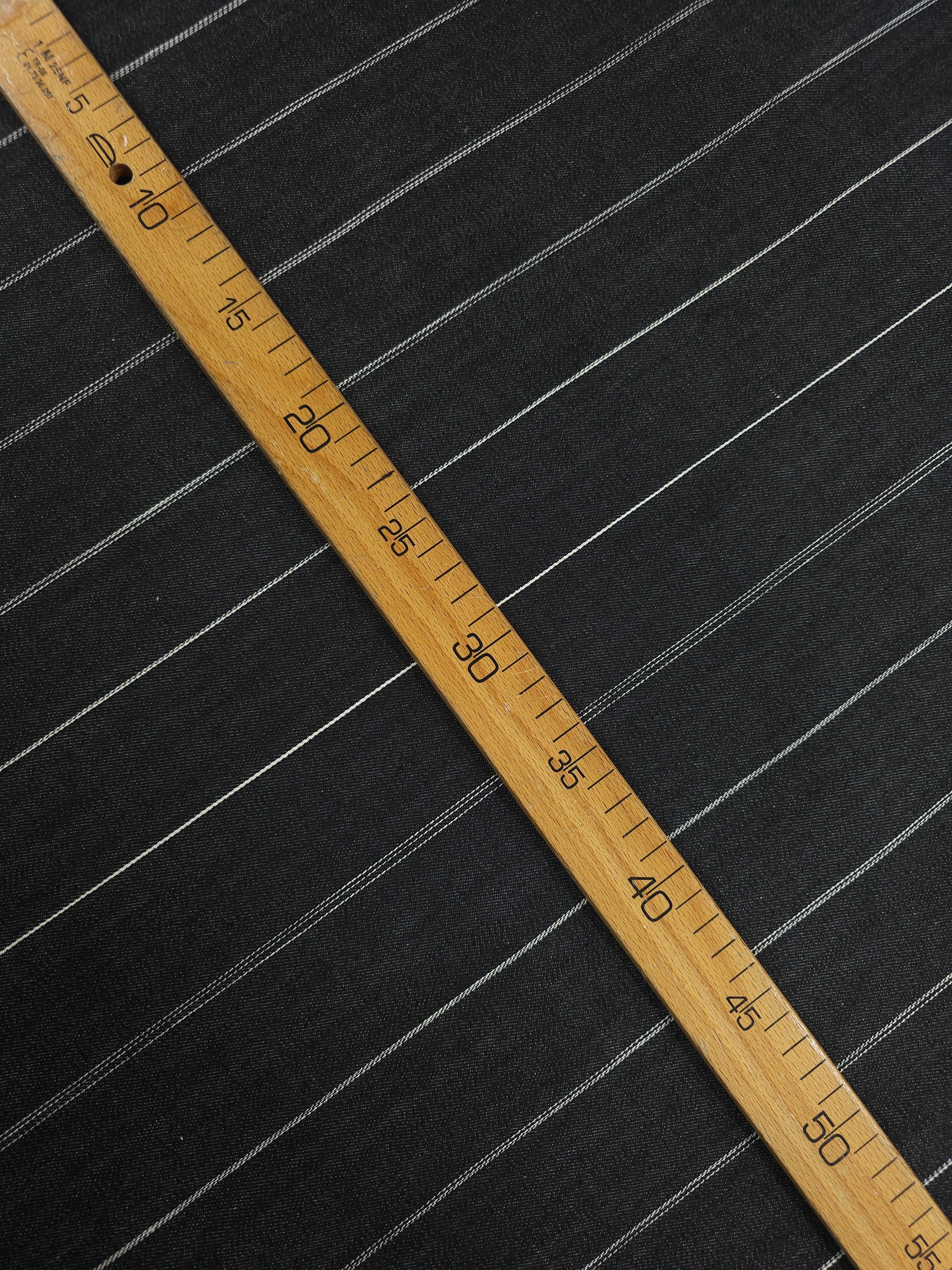 Charcoal Black Block Stripe Denim