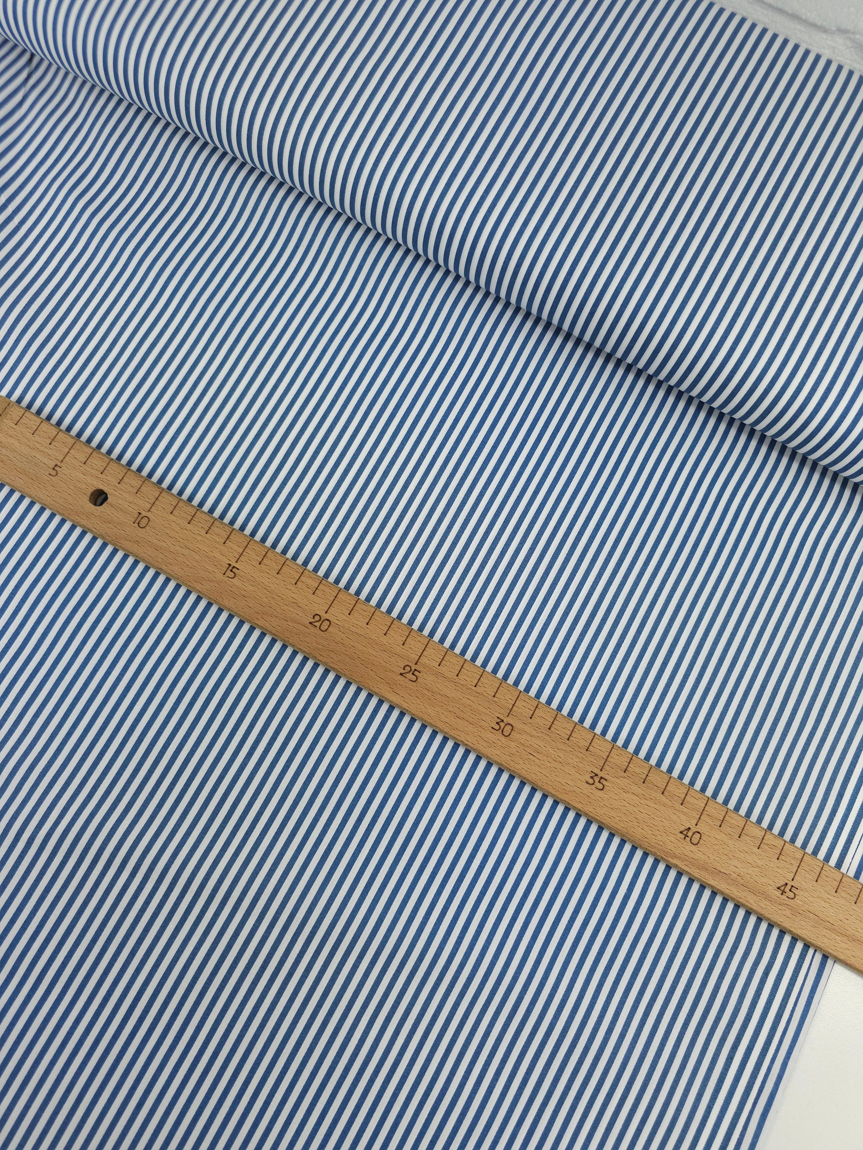 Steel Blue/White Stripe 100% Cotton 103" *EXTRA WIDE*