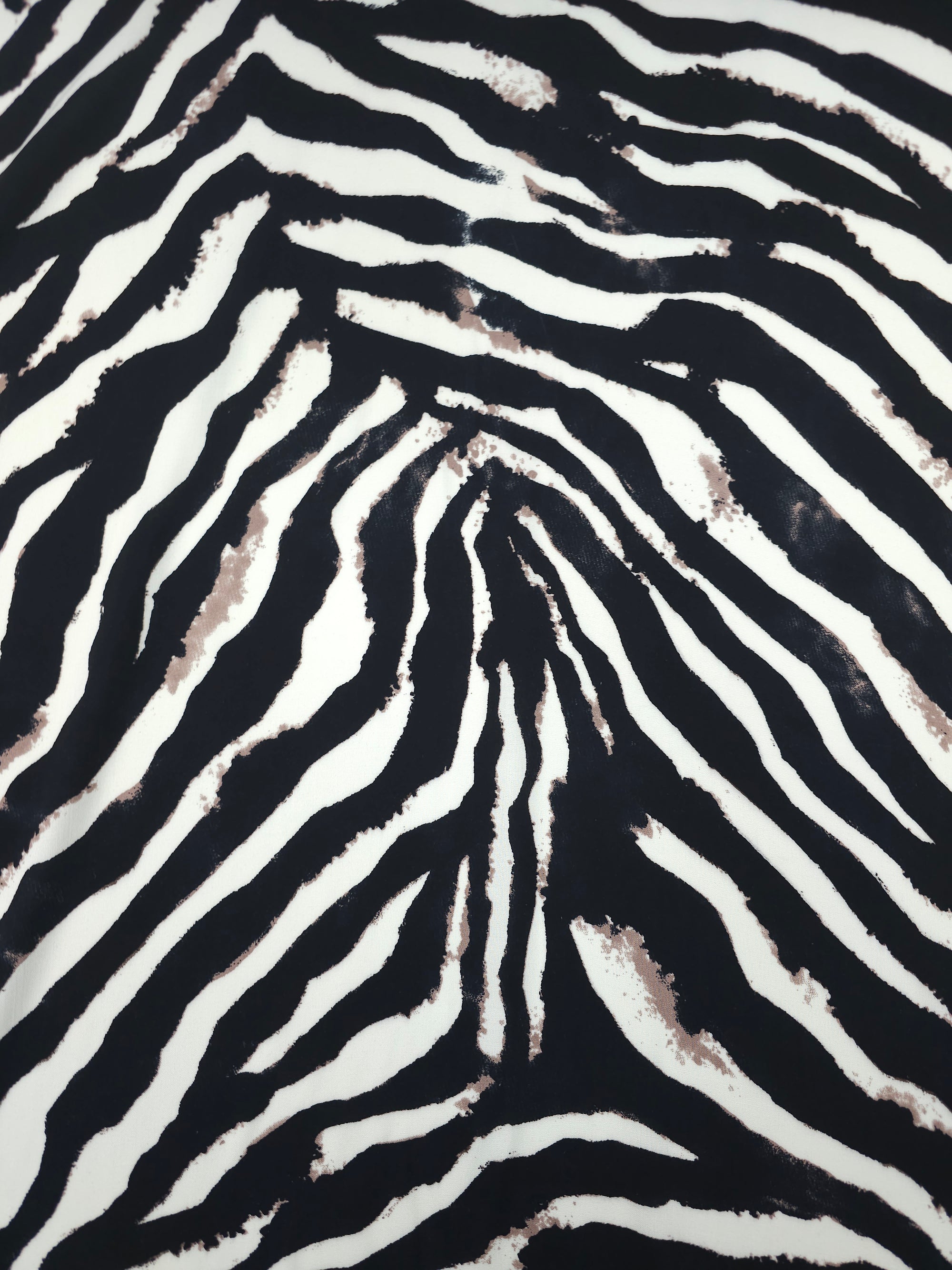 Black/Mocha Zebra Stripe Viscose Challis