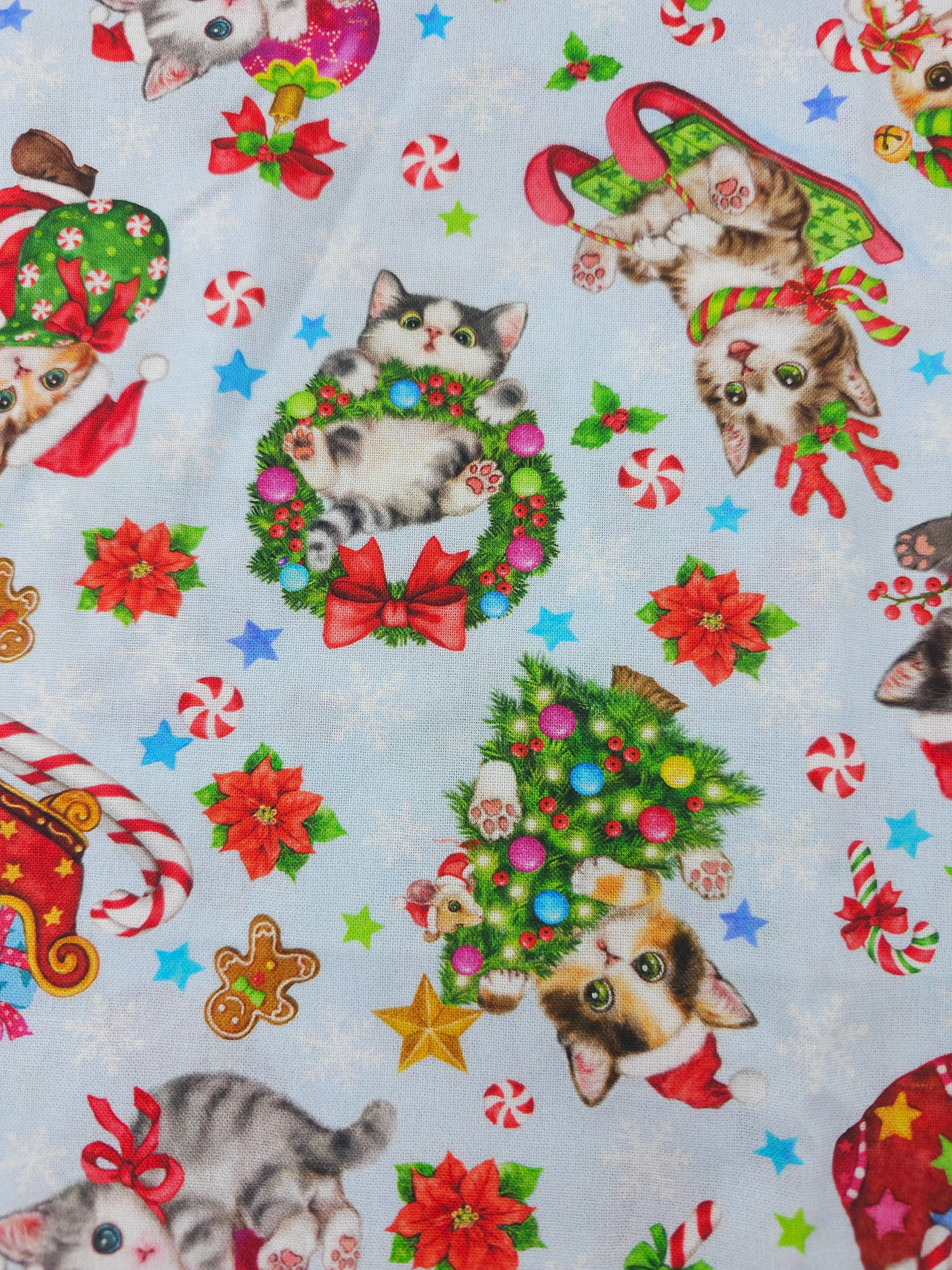 Christmas cats Cotton- 1.1m piece