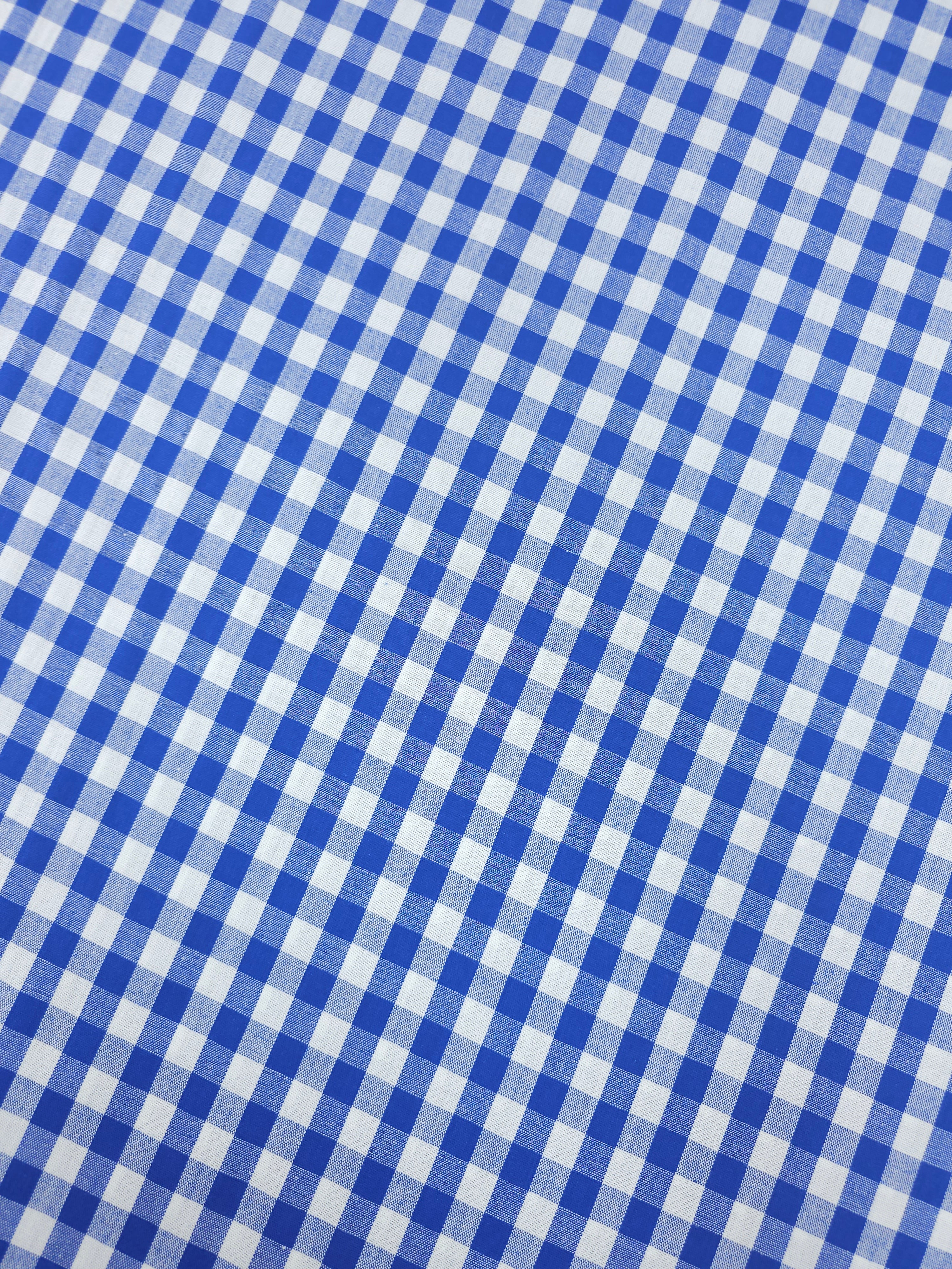 Cobalt Blue Gingham 100% Cotton 55"