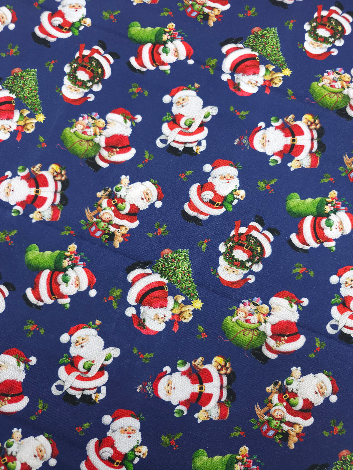 Navy Jolly Santa 100% Cotton