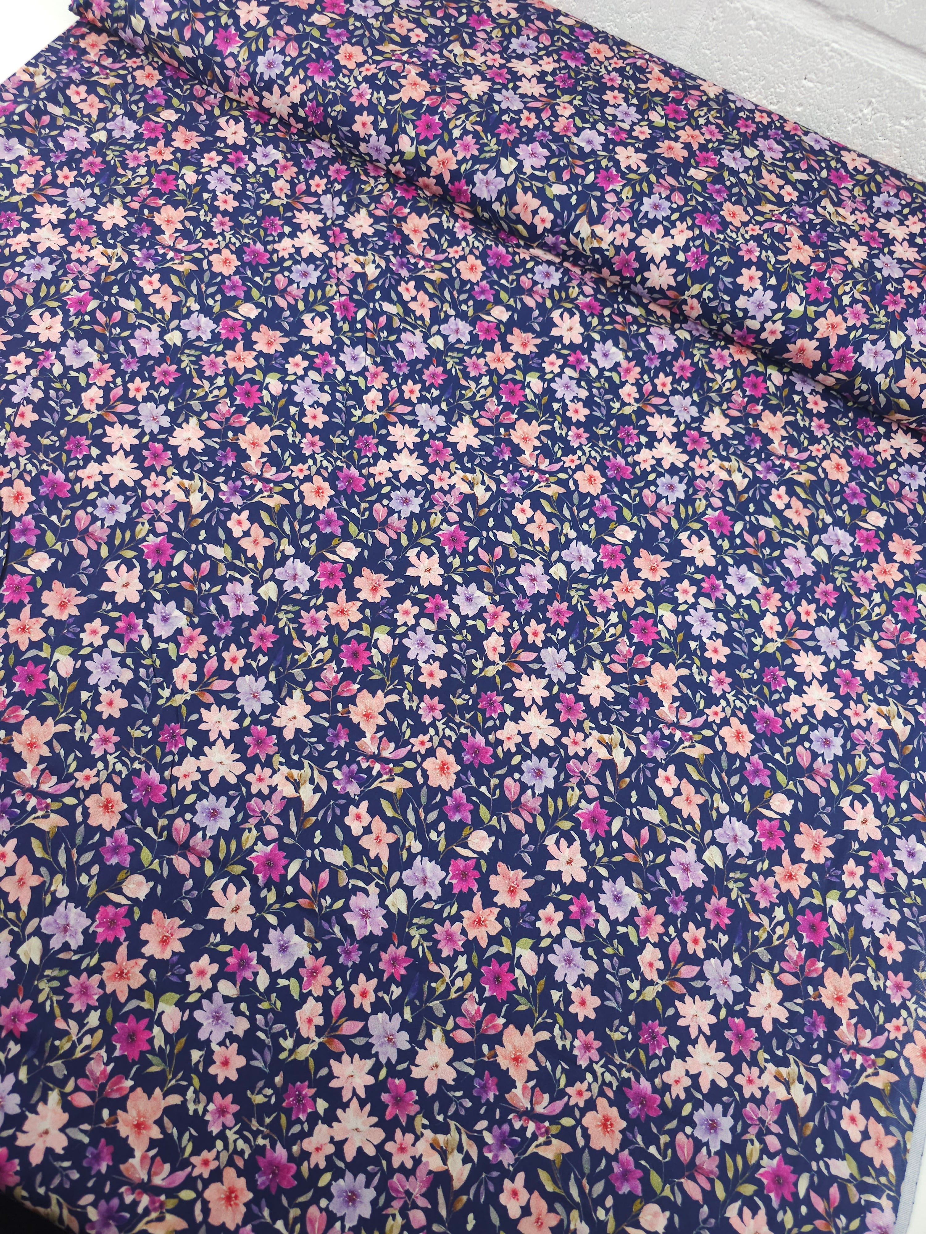Midnight Floral Bloom Lightweight Cotton 60"