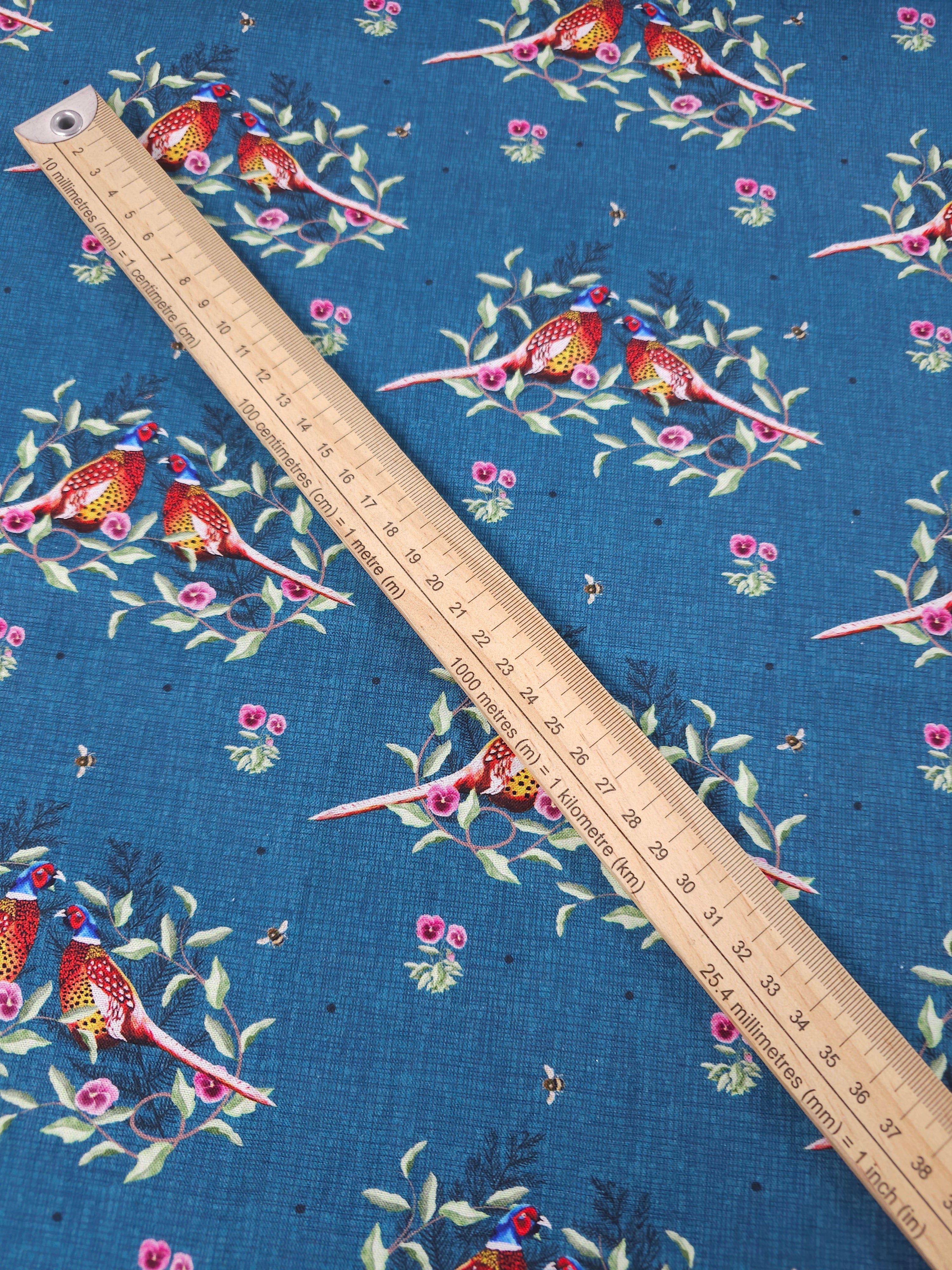 Blue Partridge Bird 100% Cotton