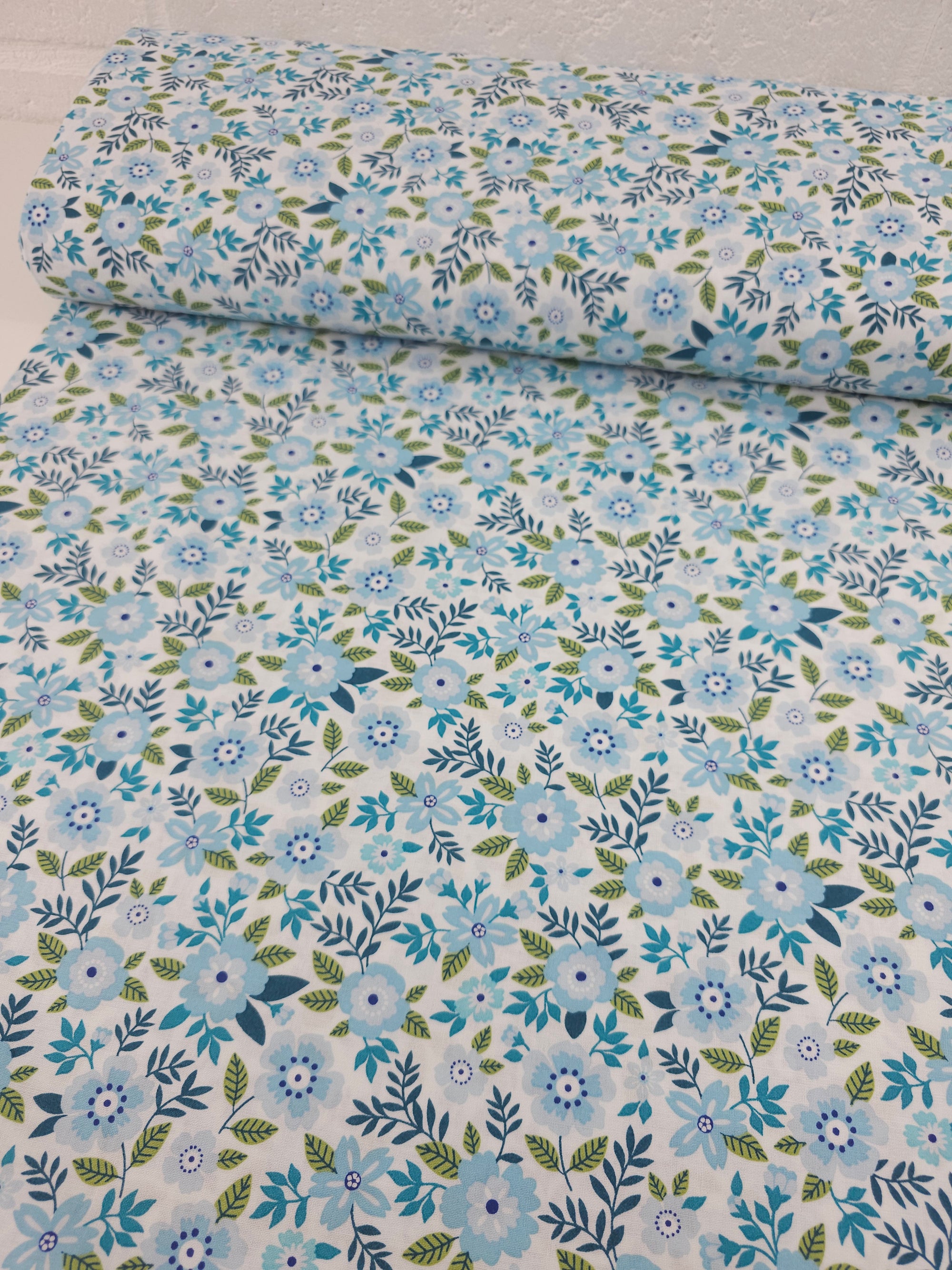 Light Blue Garden Bloom 100% Cotton