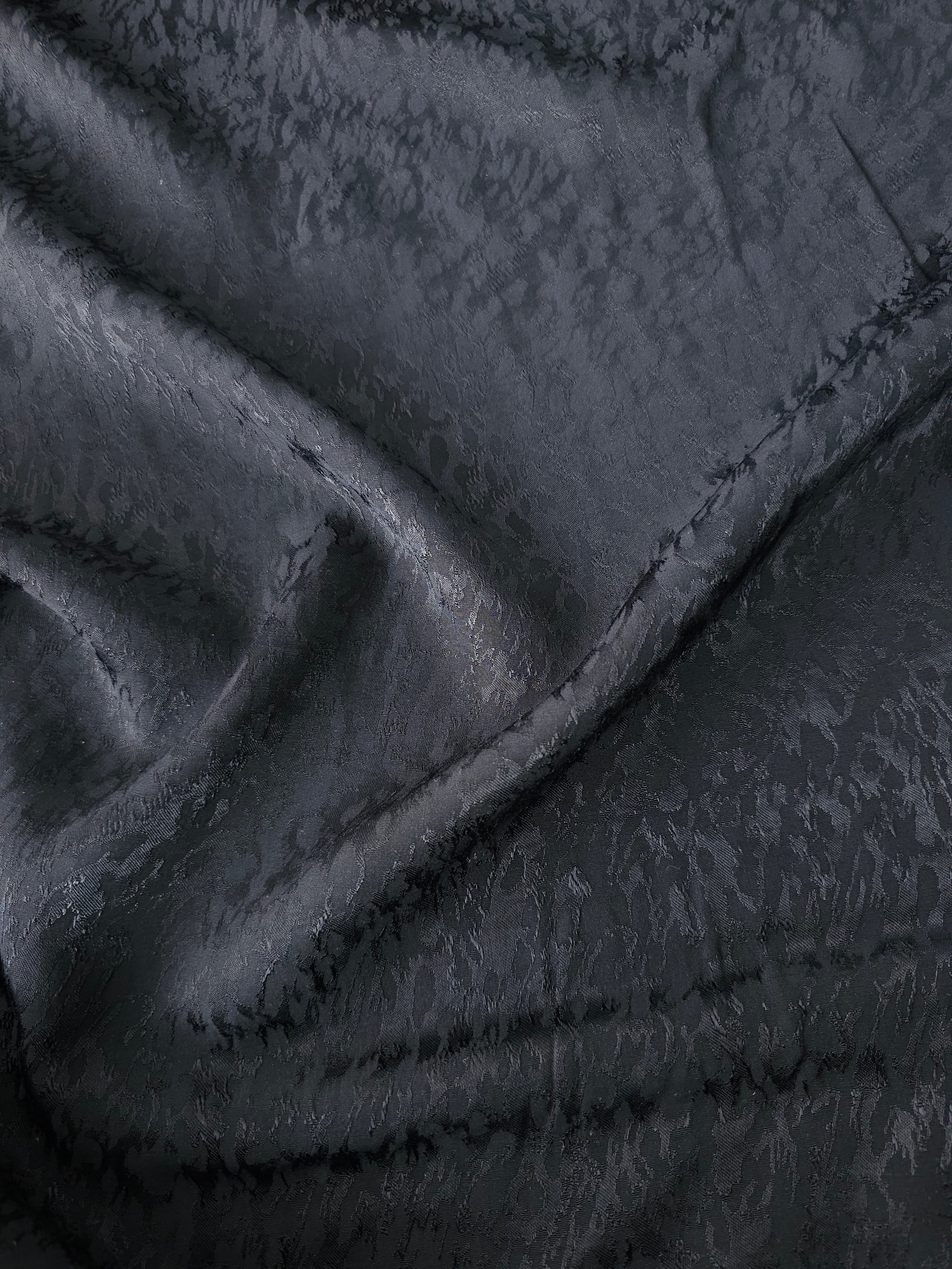Black Static Viscose Satin Jacquard