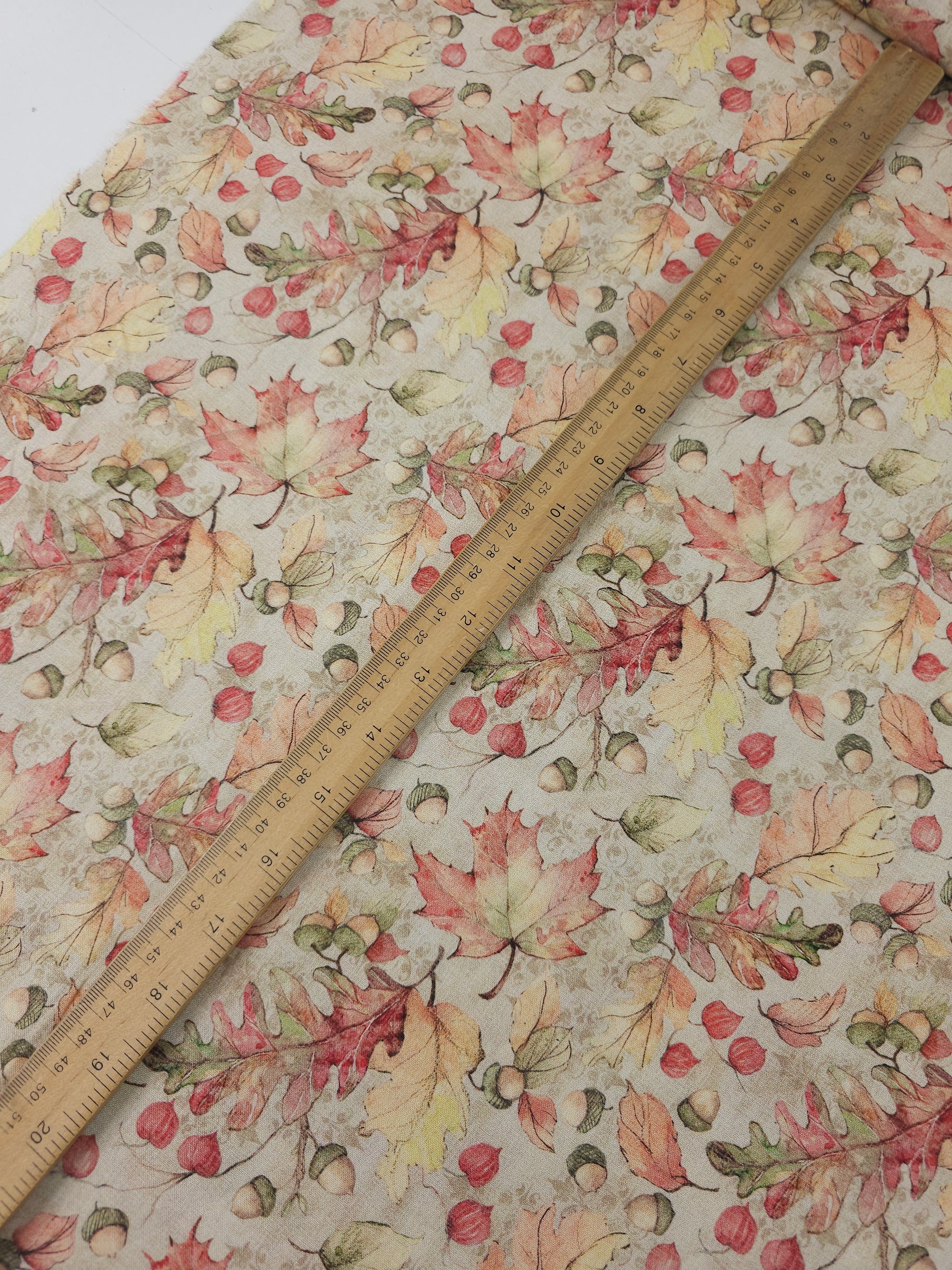 Autumn Acorn Leaves 100% Cotton