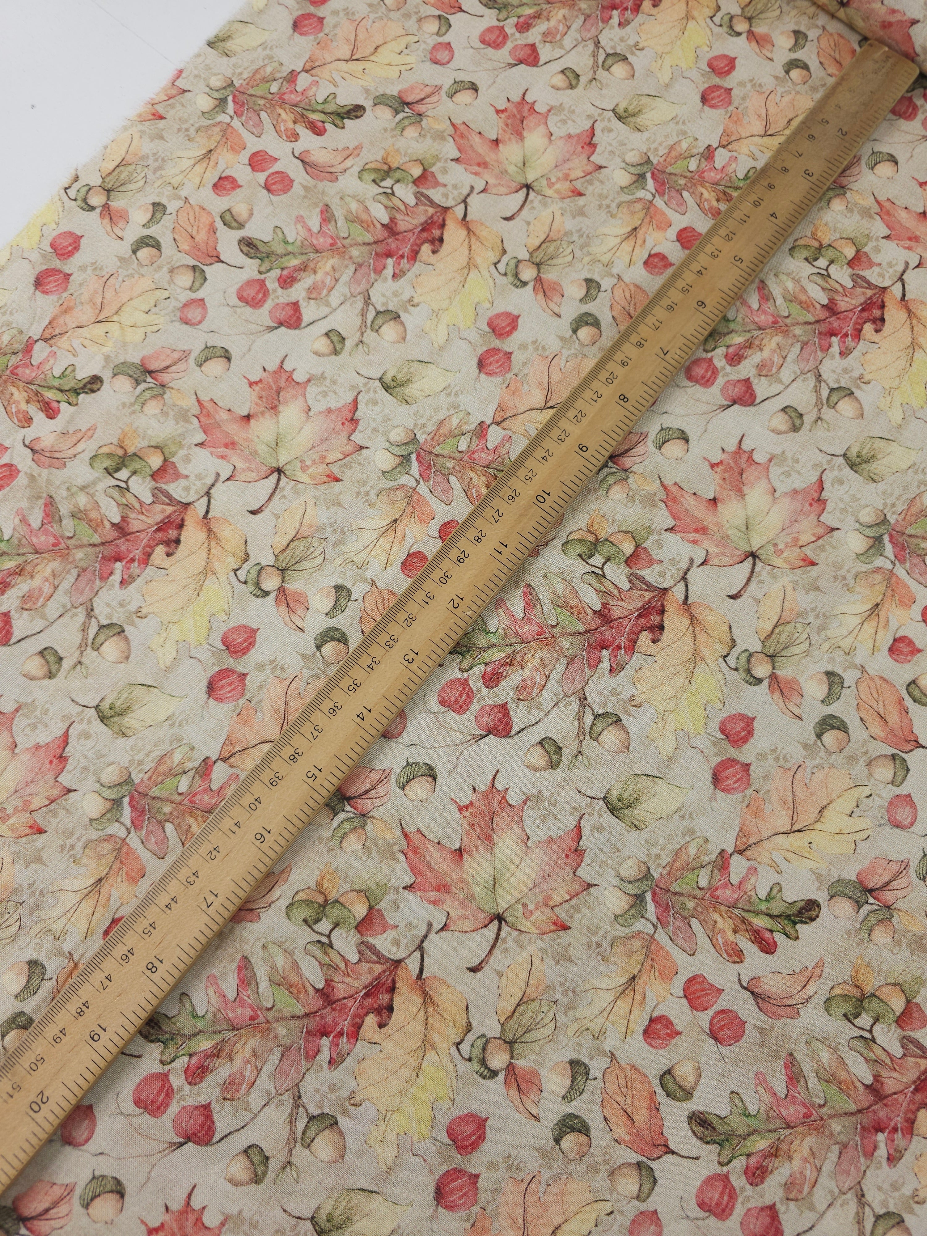 Autumn Acorn Leaves 100% Cotton