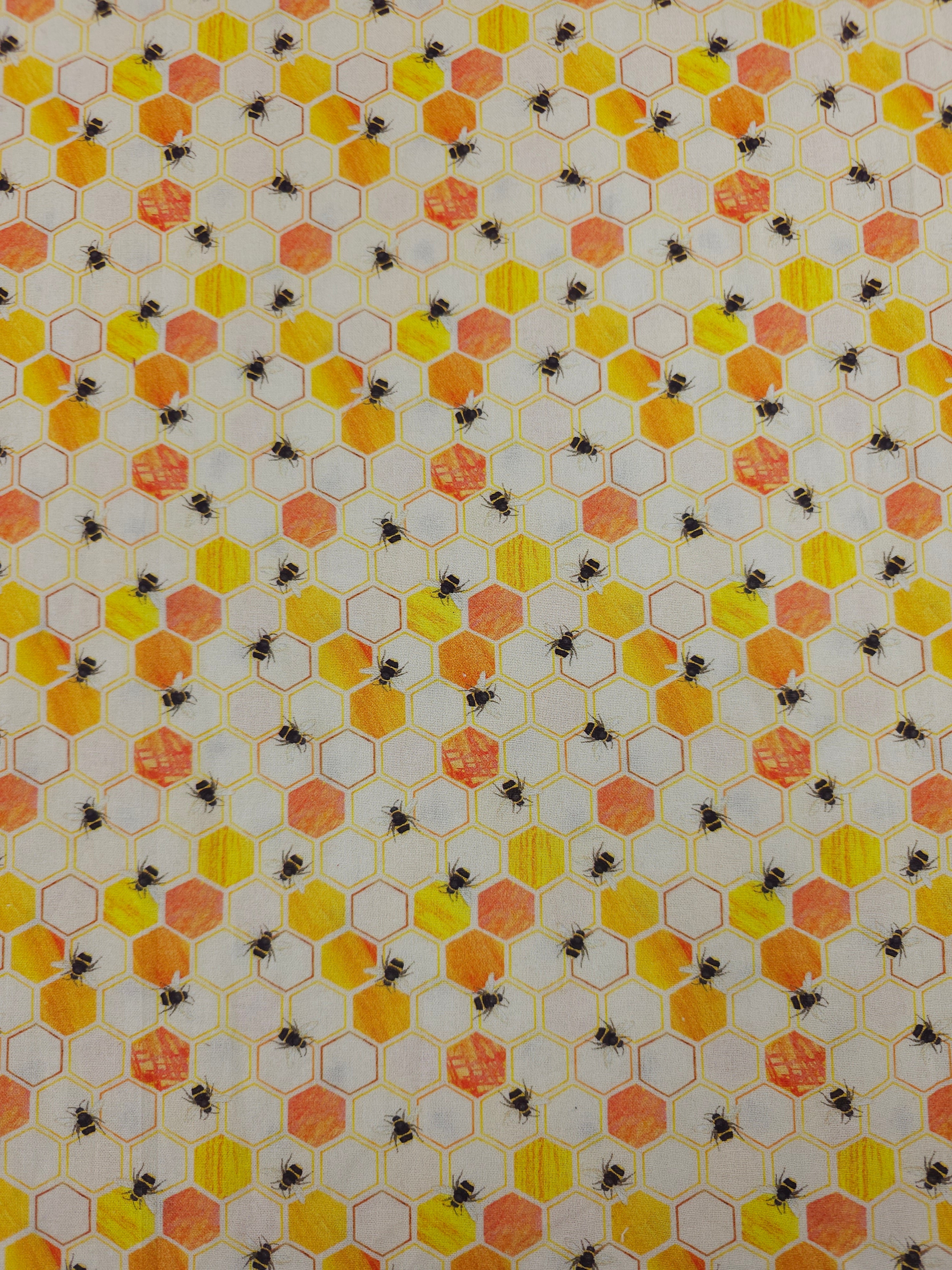 Honeycomb Bees 100% Cotton