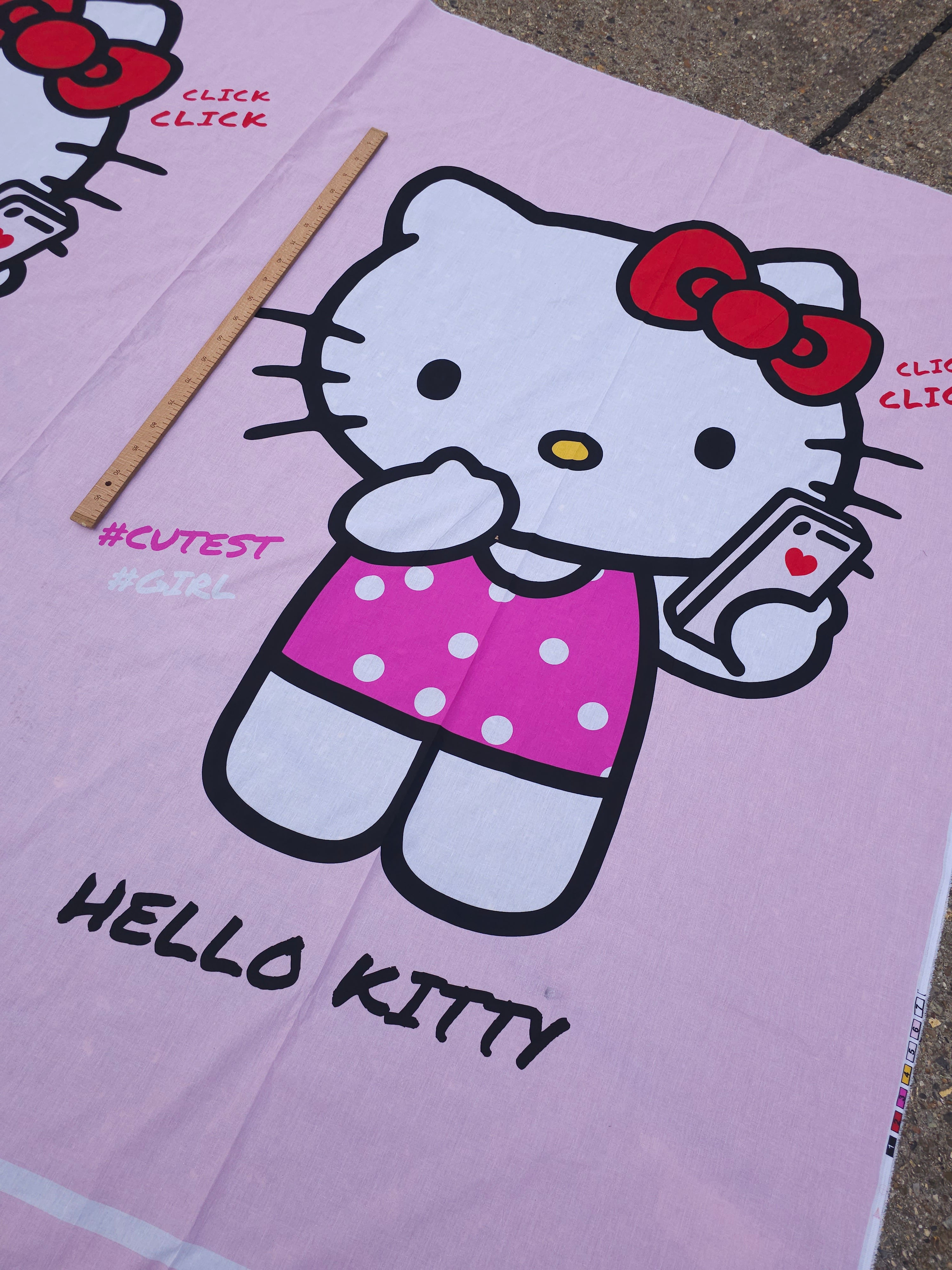 Hello Kitty Cutest Duo 100% Cotton - 2.15m Panel *EXTRA WIDE*