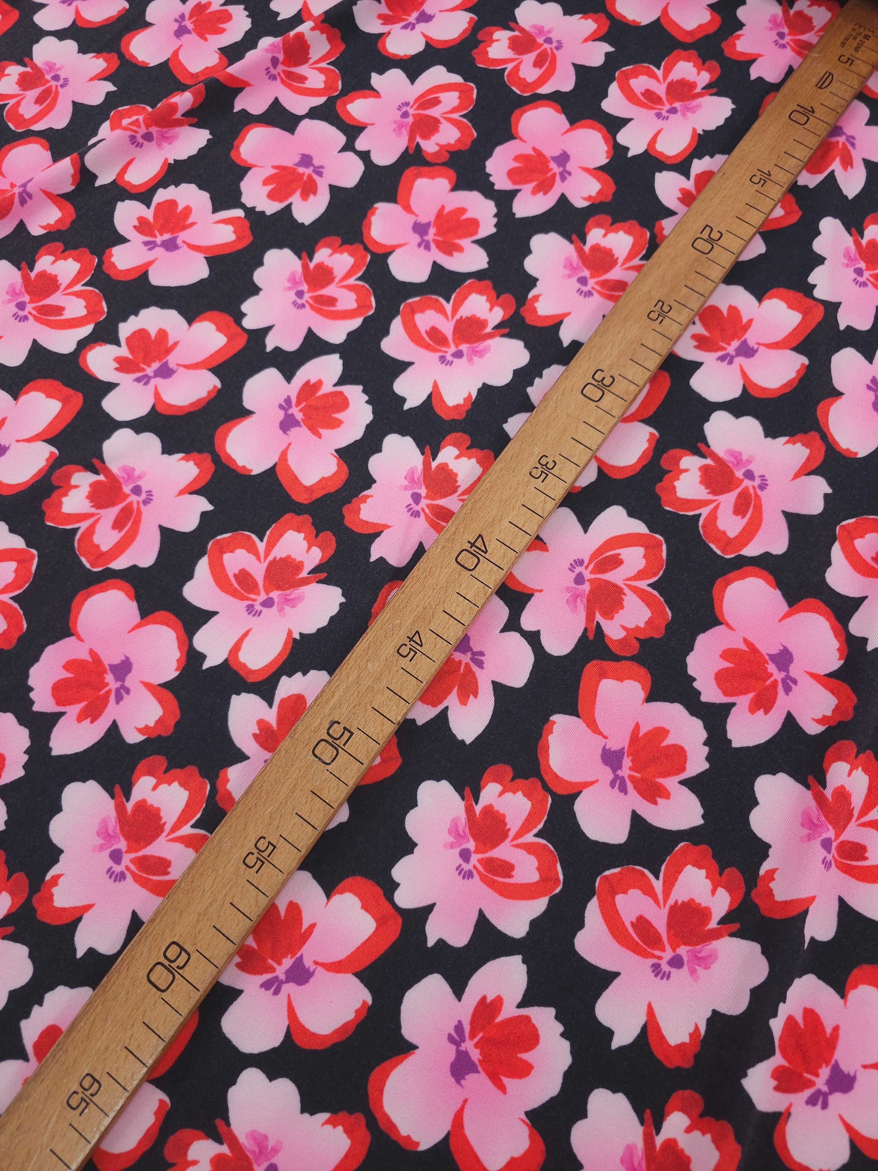 Red/Pink Floral Poly Jersey