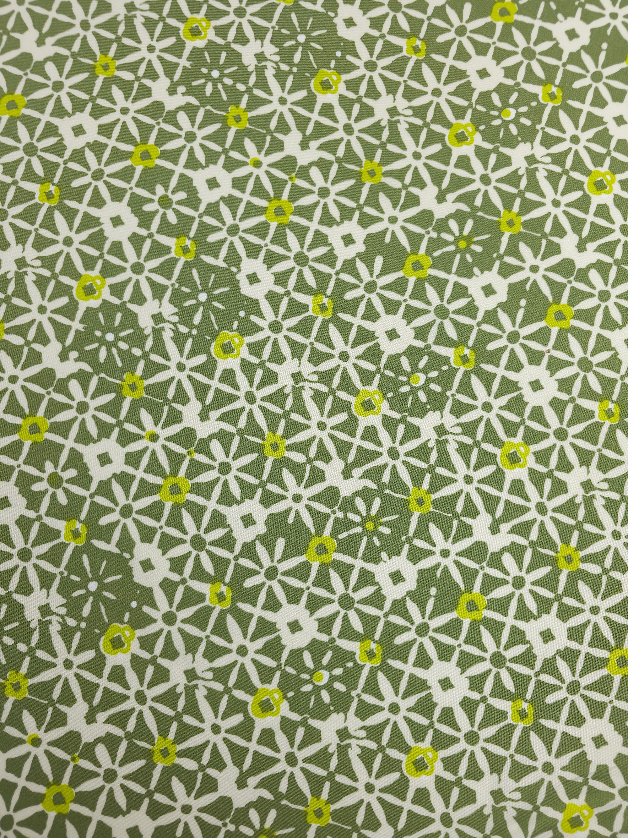 Sage/Lime Geometric Splat Viscose Challis