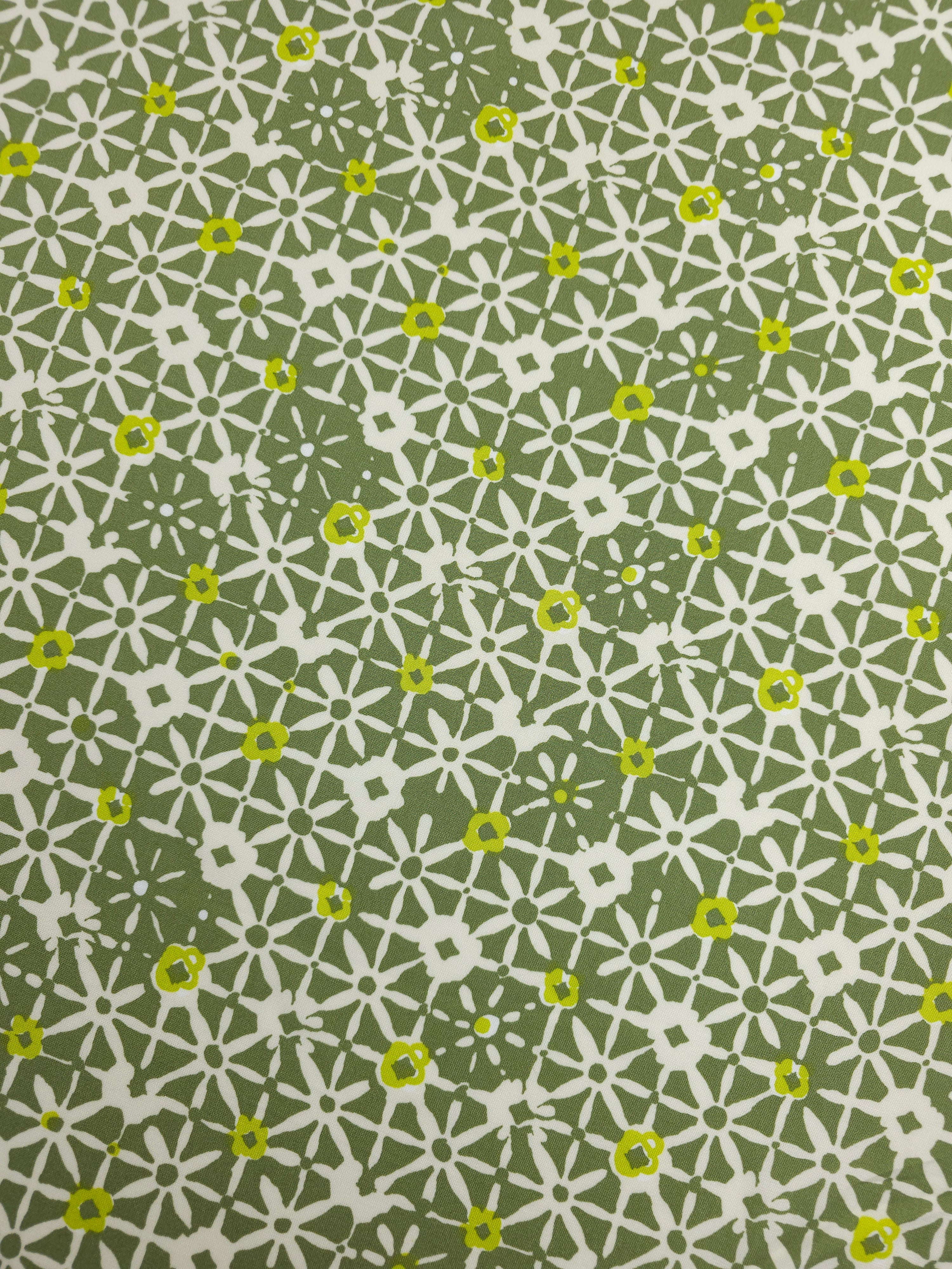 Sage/Lime Geometric Splat Viscose Challis