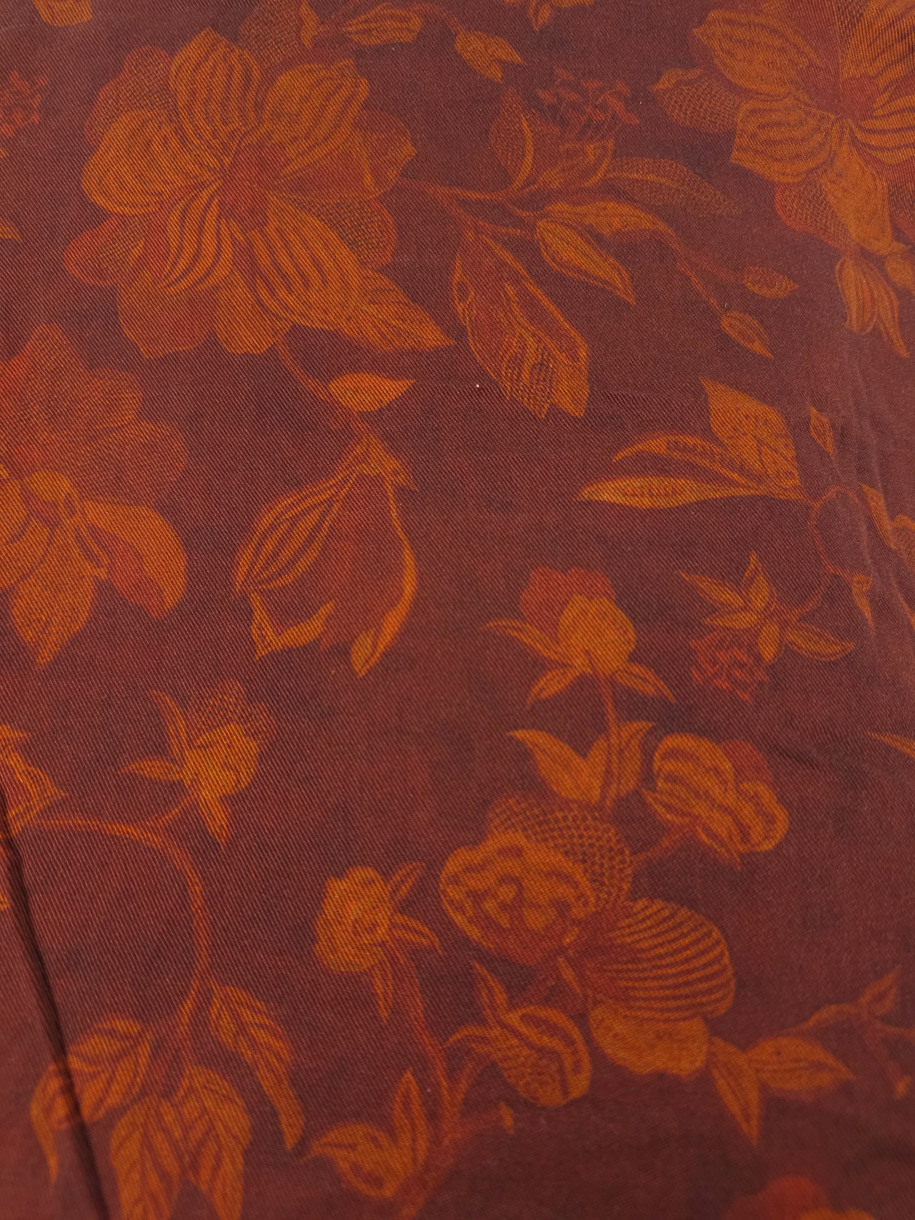 Burnt orange floral Viscose- 5.6m