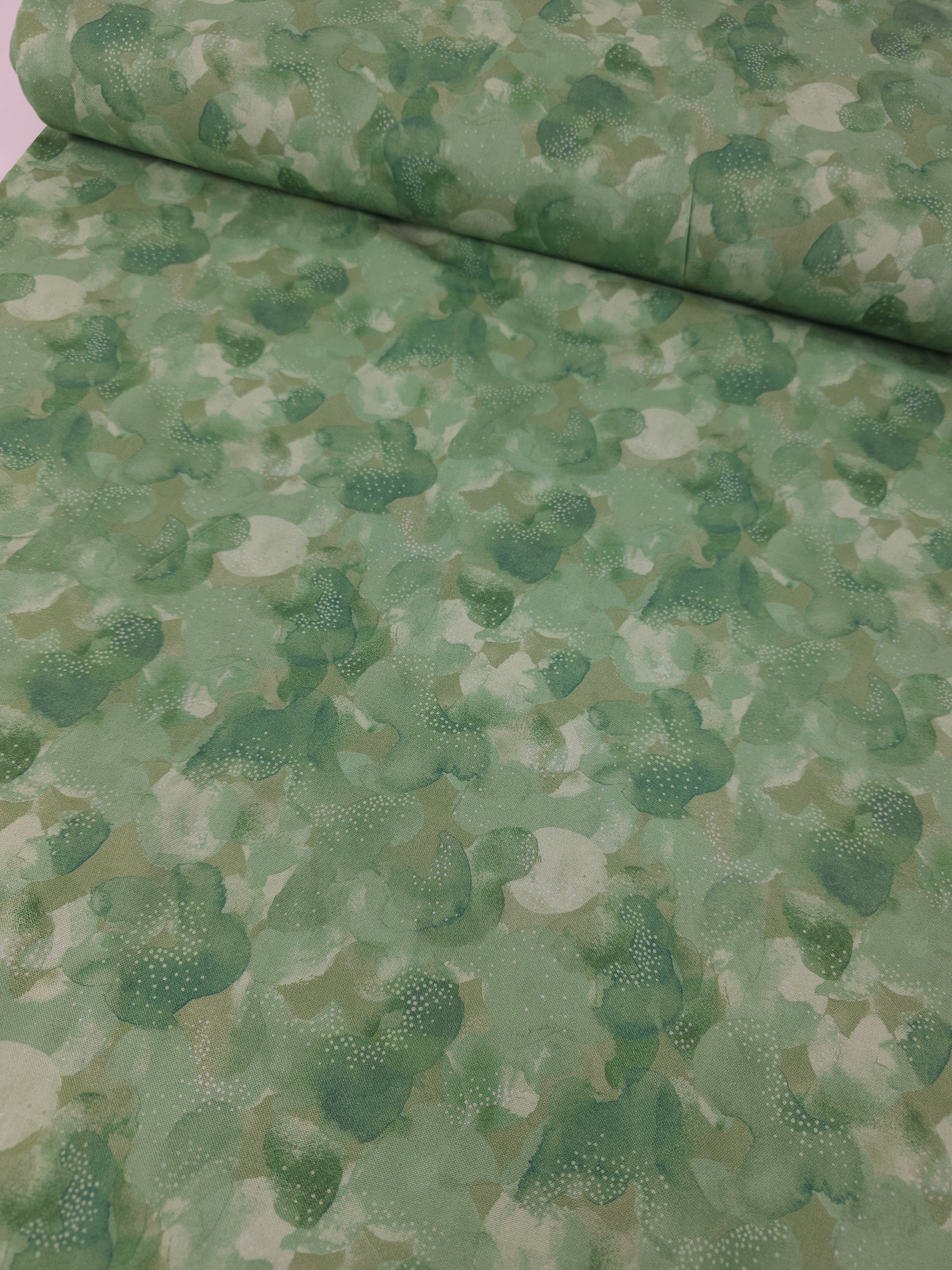 Sage Green Abstract Speckle Splodge 100% Cotton