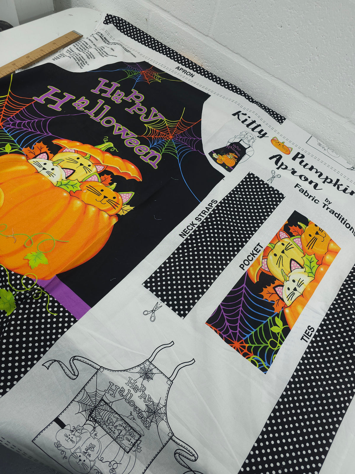 *SEW YOUR OWN* Kitty Pumpkin Apron 100% Cotton