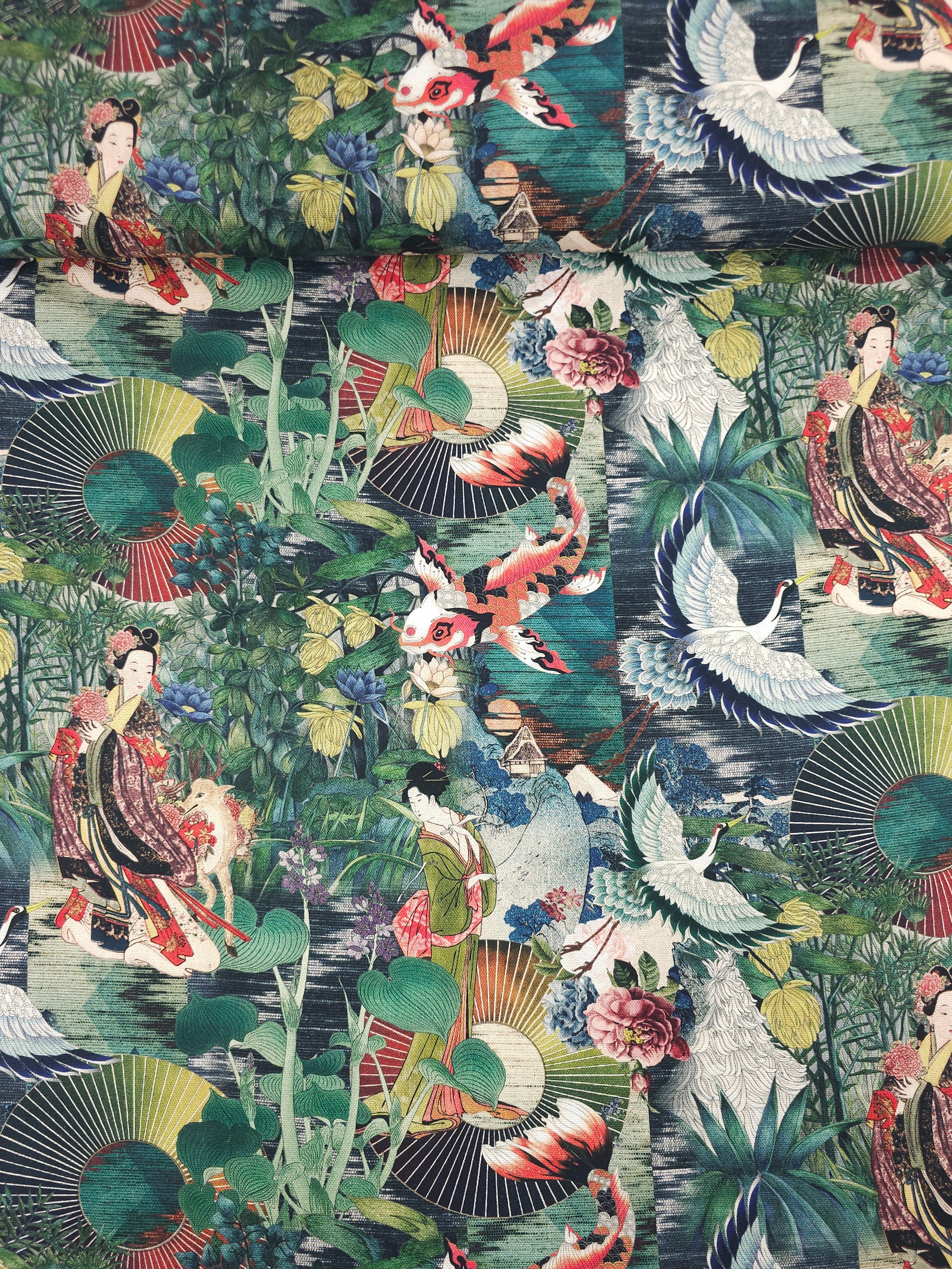 Oriental Garden Lightweight Canvas Cotton