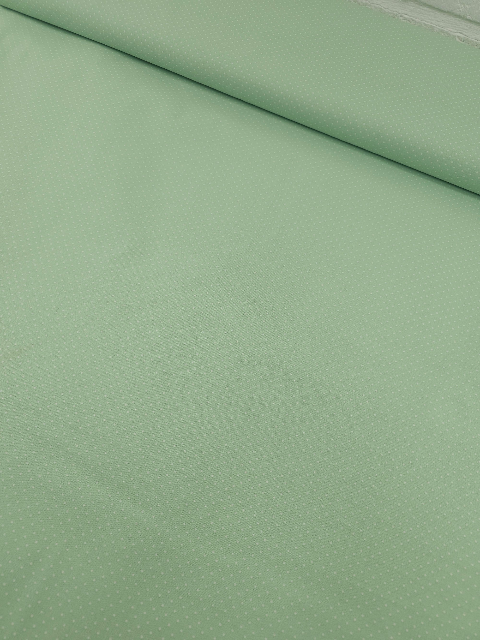 Mint Green Micro Polka Dot 100% Cotton 60"