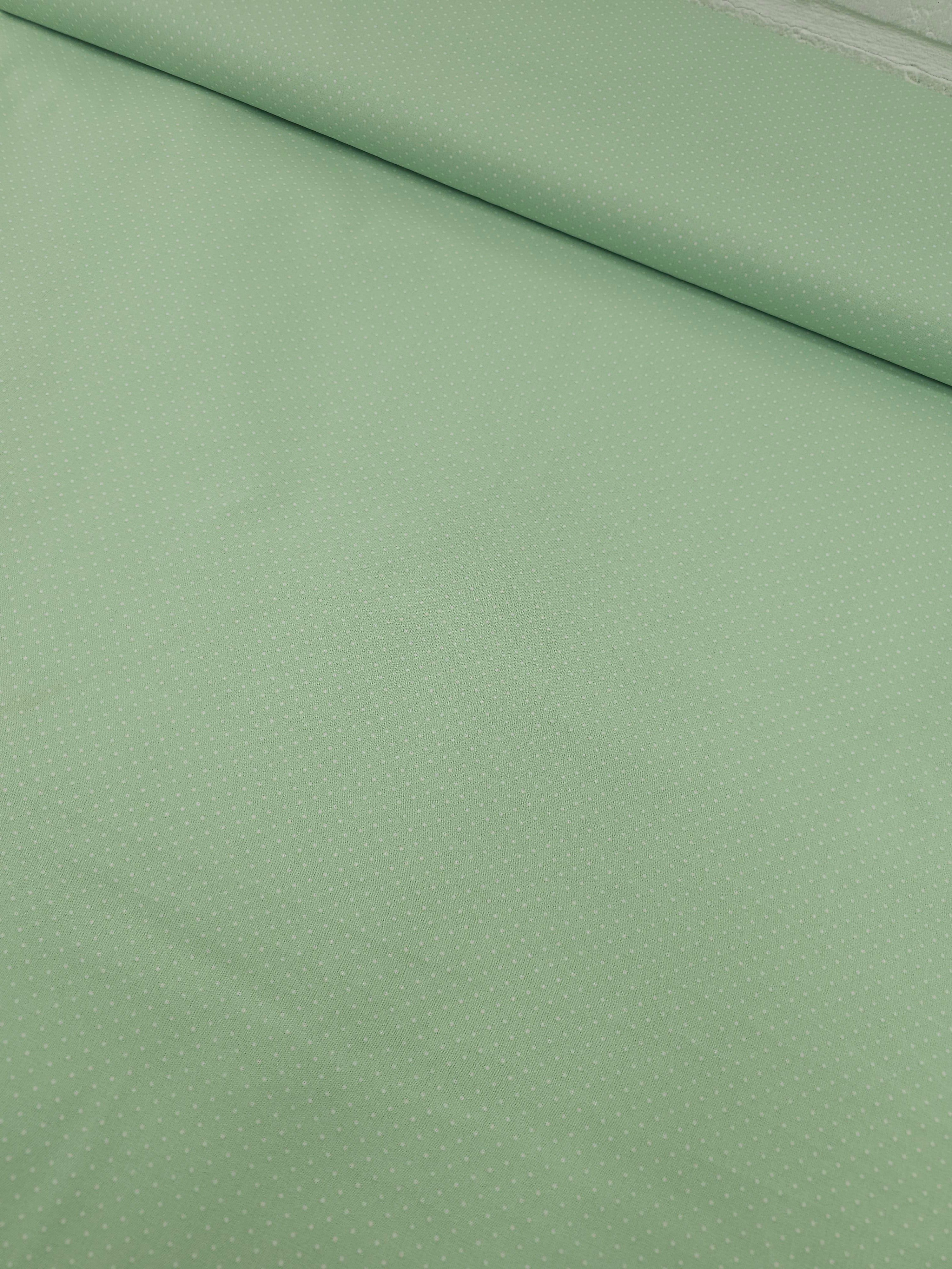 Mint Green Micro Polka Dot 100% Cotton 60"