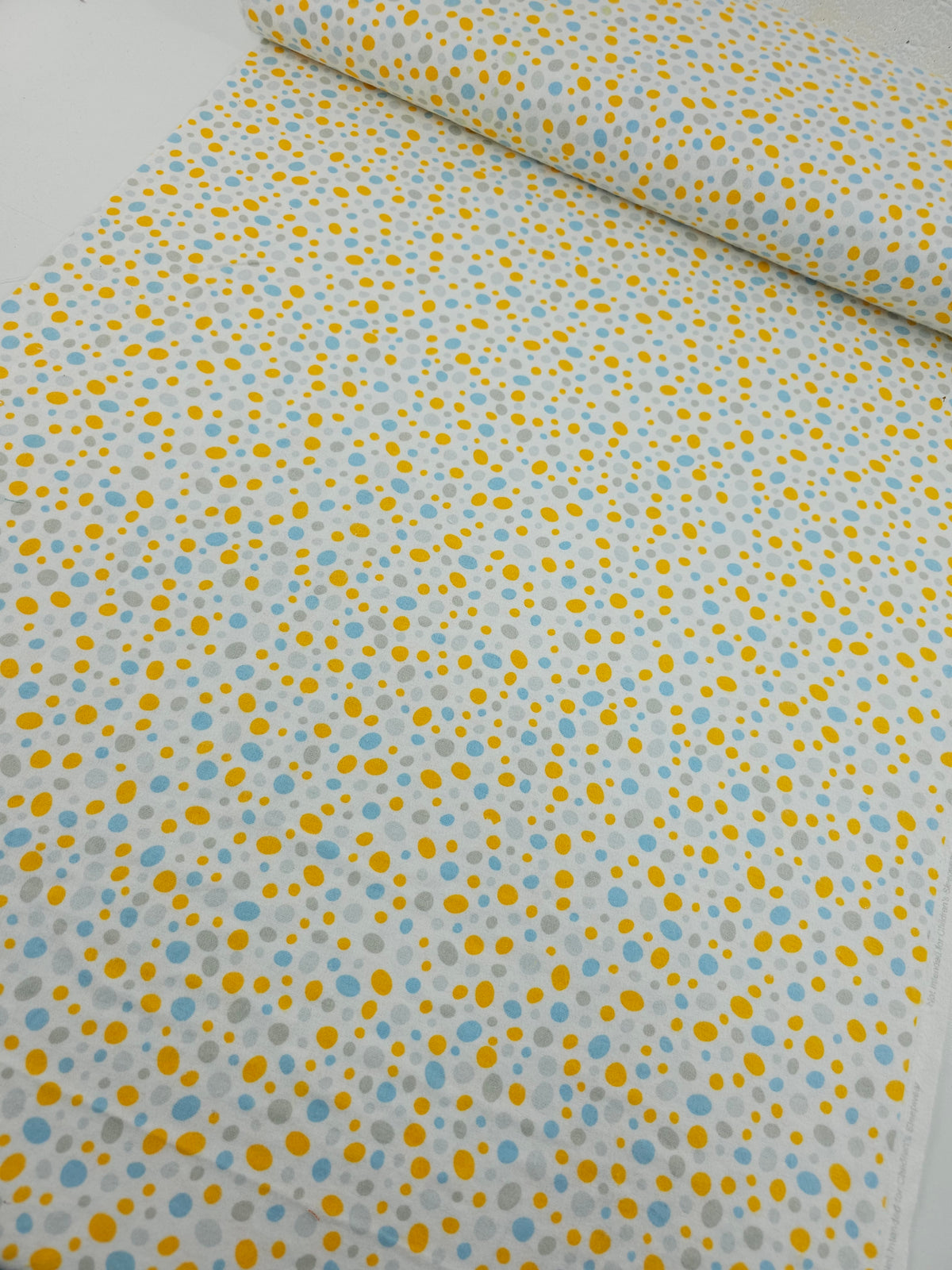 Marigold/Blue Irregular Tossed Pebbles Lightweight Flannel Cotton