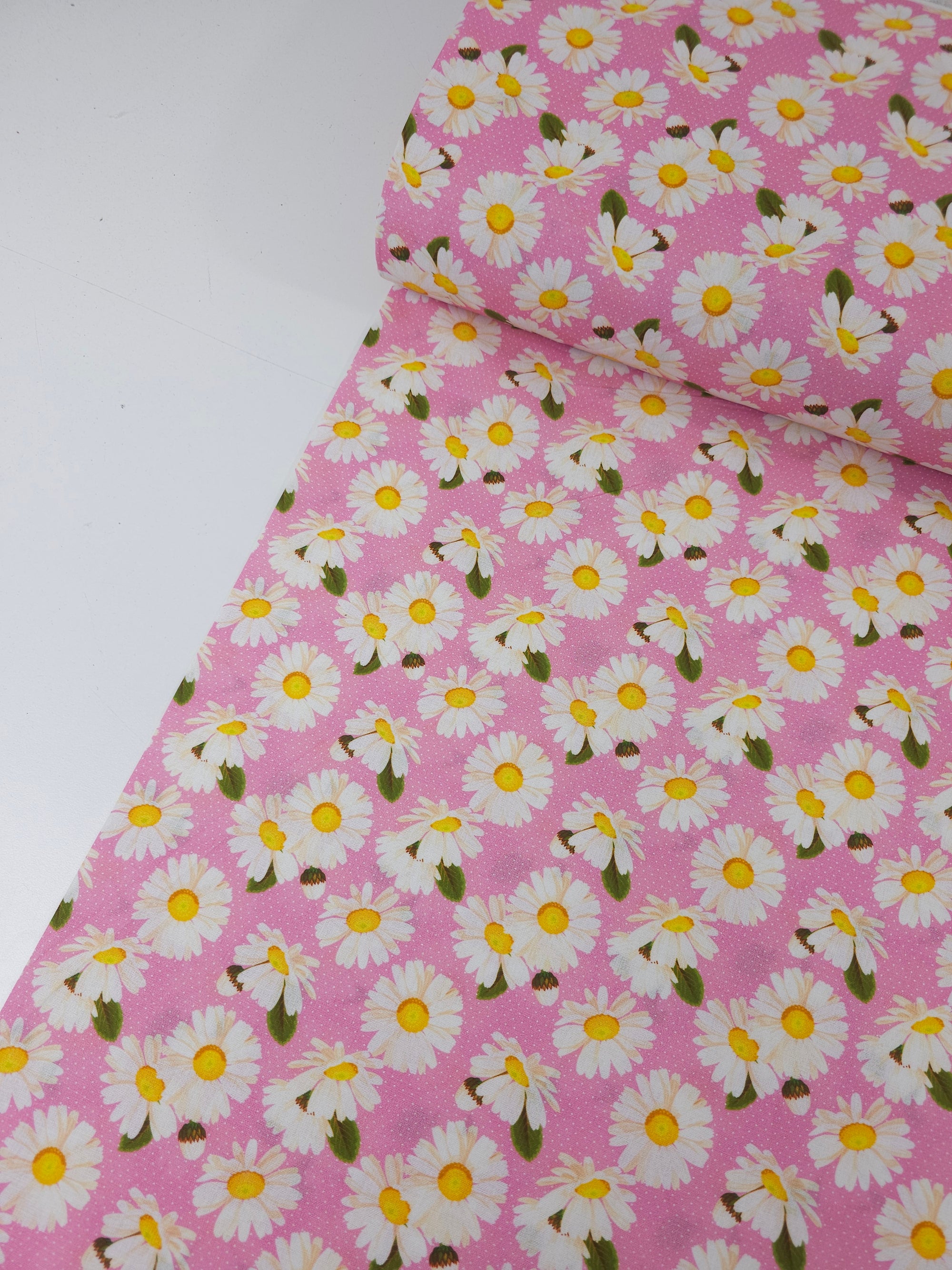 Pink Retro Daisy Dot 100% Cotton